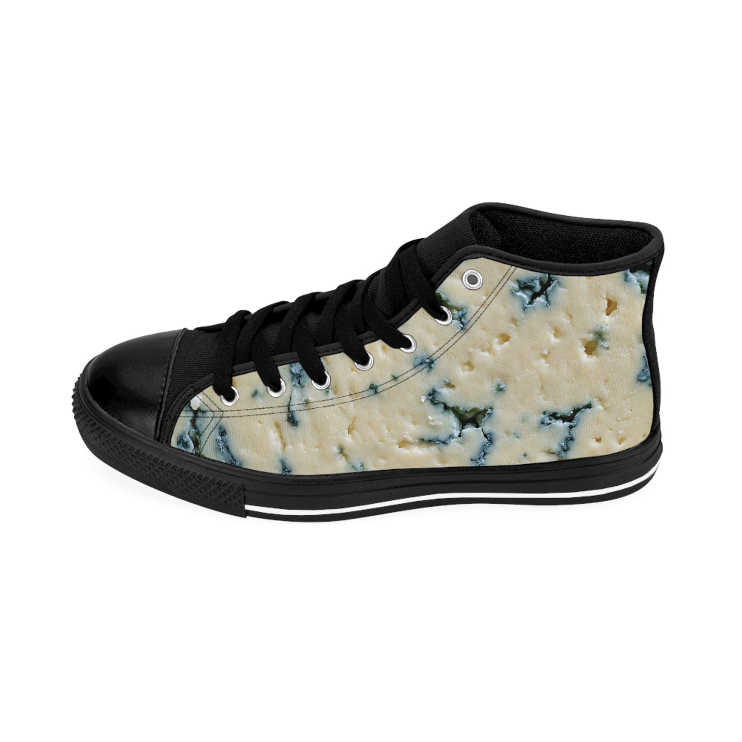 Stylish Blue Cheese High-Top Sneakers, Unique Streetwear Style for Men, Set Expectations, Trendy Gift for Sports Lovers, Versatile Everyday Shoes