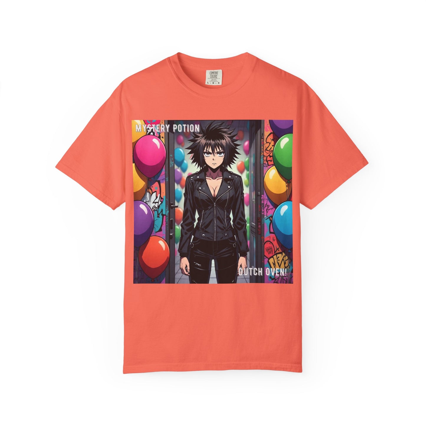 Mystery Potion's 'Dutch Oven', Whimsical Grabber Style Anime Graphic T-shirt featuring Bold Art, Anime Style Tee, Unisex Casual Wear, Gift for Friends, Trendy Statement Shirt