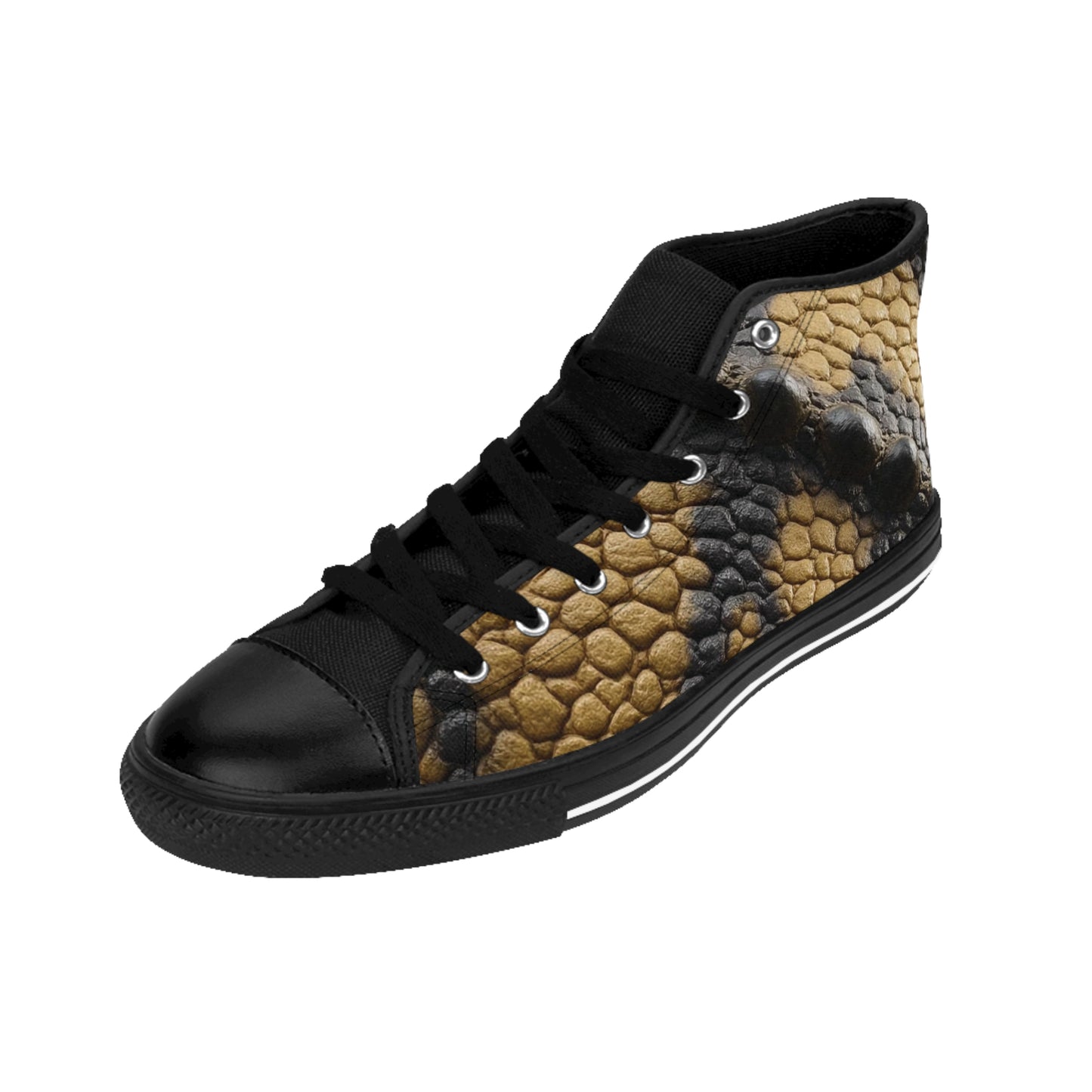 Men's Dinosaur Skin High-Top Sneakers | Stylish Casual Footwear, Unique Fashion Snake like Sneakers, Trendy Streetwear, Gifts for Him