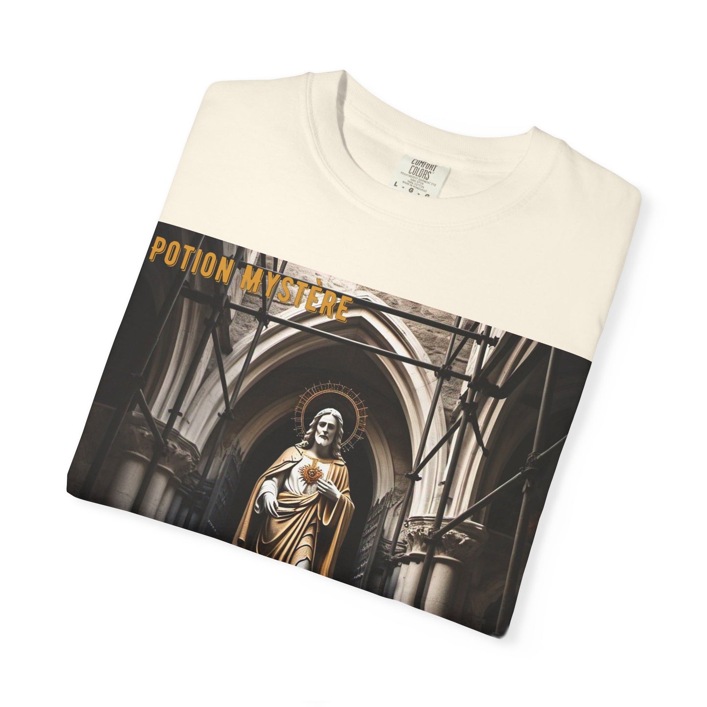 Mystical Potion Jesus Statue T-Shirt - Unisex, Relaxed Fit, Perfect for Festivals, Gifts, Everyday Wear, Unique Art Design