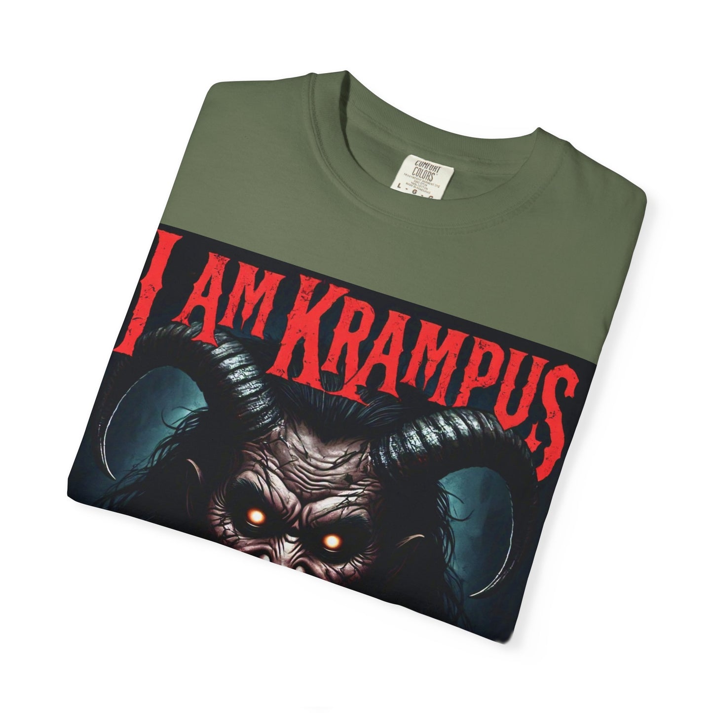 I Am Krampus Unisex Garment-Dyed T-Shirt | Spooky Graphic Tee for Christmas Horror Fans, Gifts, Party Wear, Festival Attire