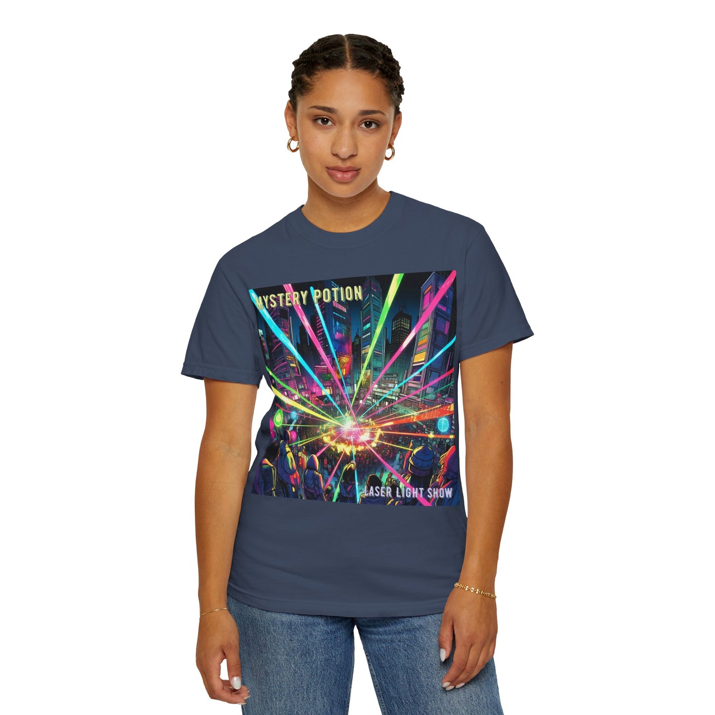 Mystery Potion Laser Light Show Tee, Unisex Graphic T-Shirt, Festival Wear, Concert Shirt, Party Outfit, Colorful Apparel