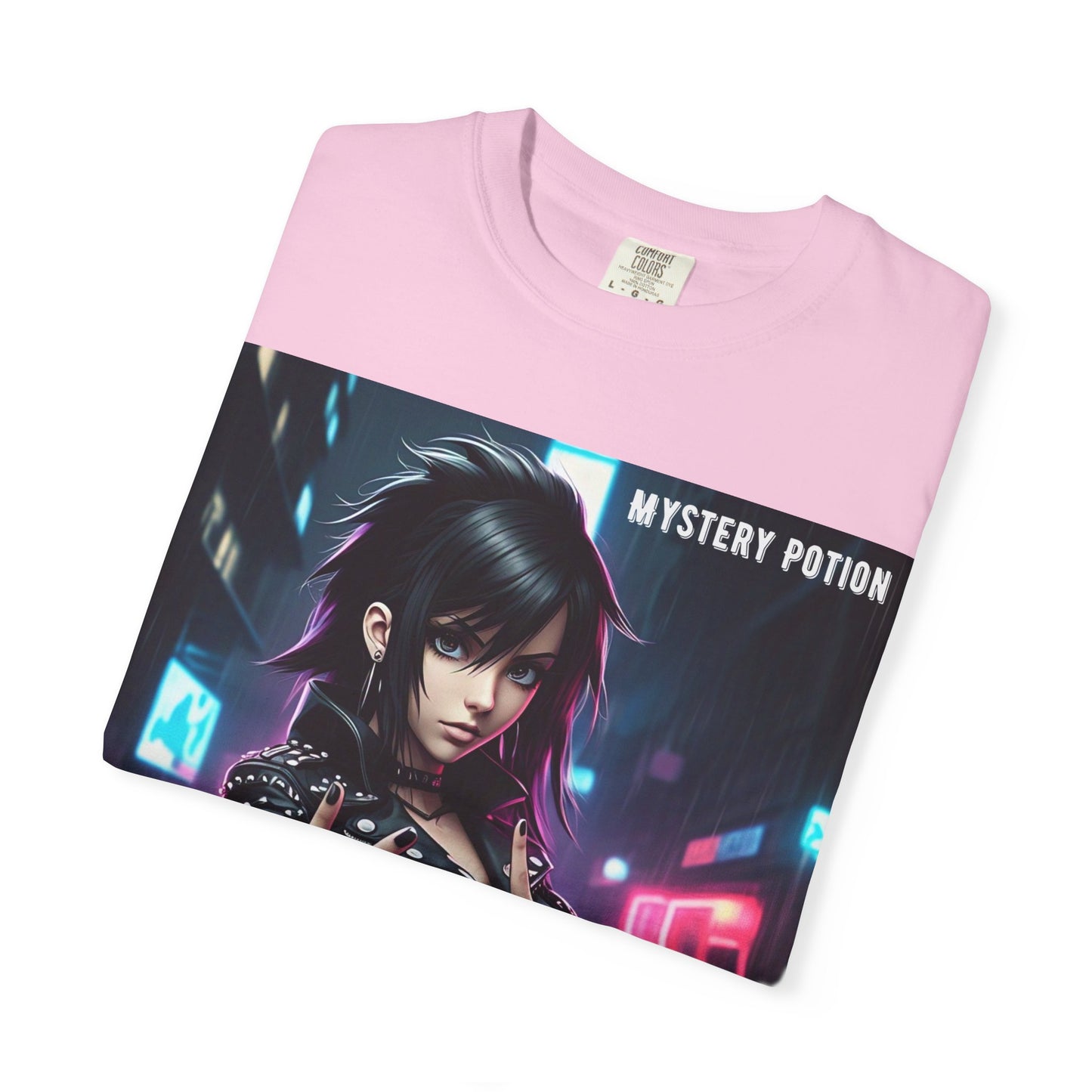 'Gibberish' by Mystery Potion, Cyberpunk Manga Graphic T-Shirt, Edgy Streetwear, Unisex Tee, Vintage Look, Gaming Style, Art Lover Gift