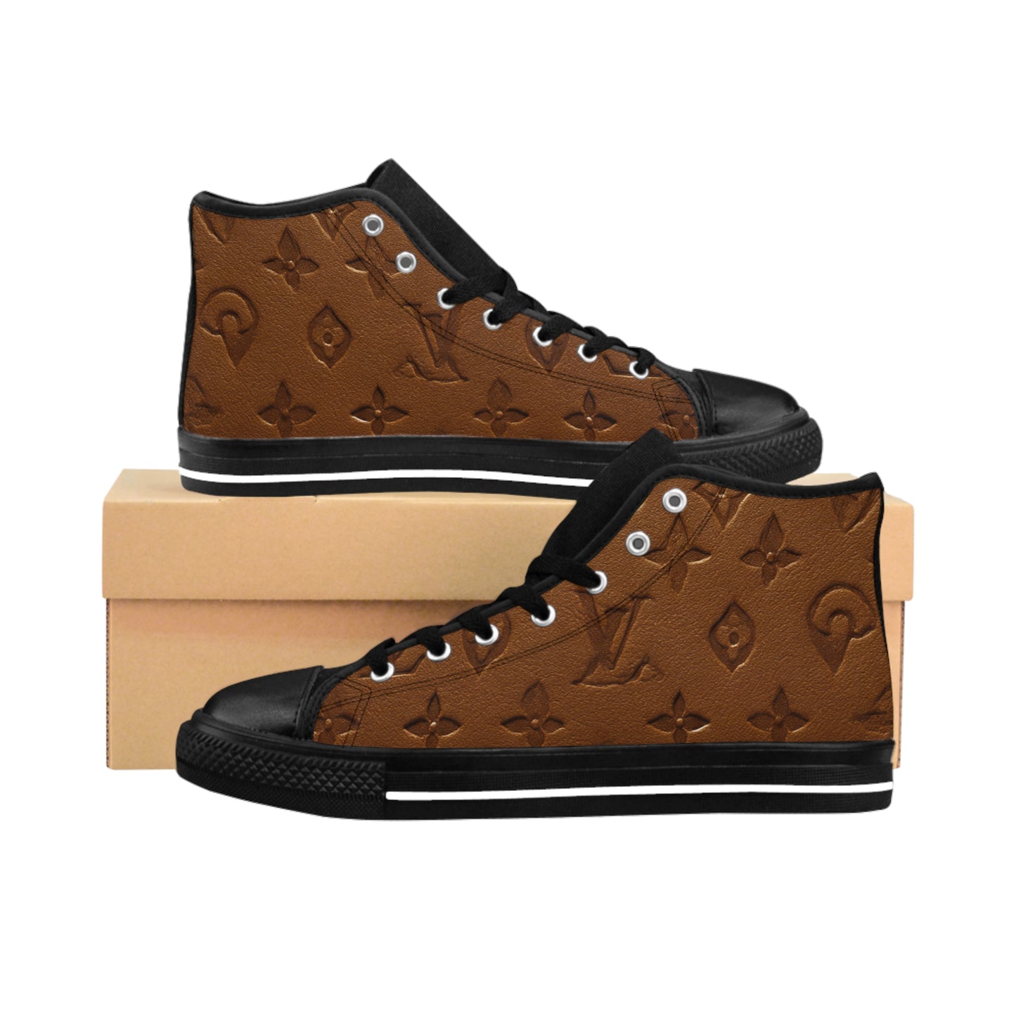 Faux Vutton Stylish Women's Classic Sneakers, Trendy High-Top Shoes for Everyday Wear, Fake Leather Fashionable Footwear for Women, Casual Sneakers, Gifts for Her
