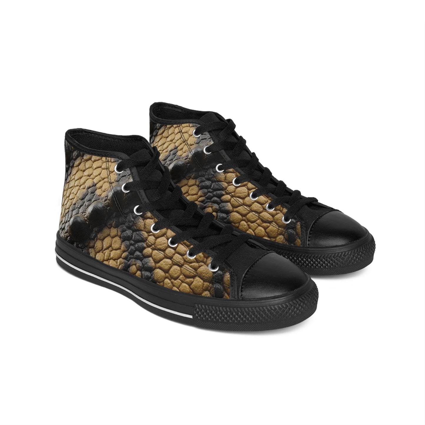 Men's Dinosaur Skin High-Top Sneakers | Stylish Casual Footwear, Unique Fashion Snake like Sneakers, Trendy Streetwear, Gifts for Him