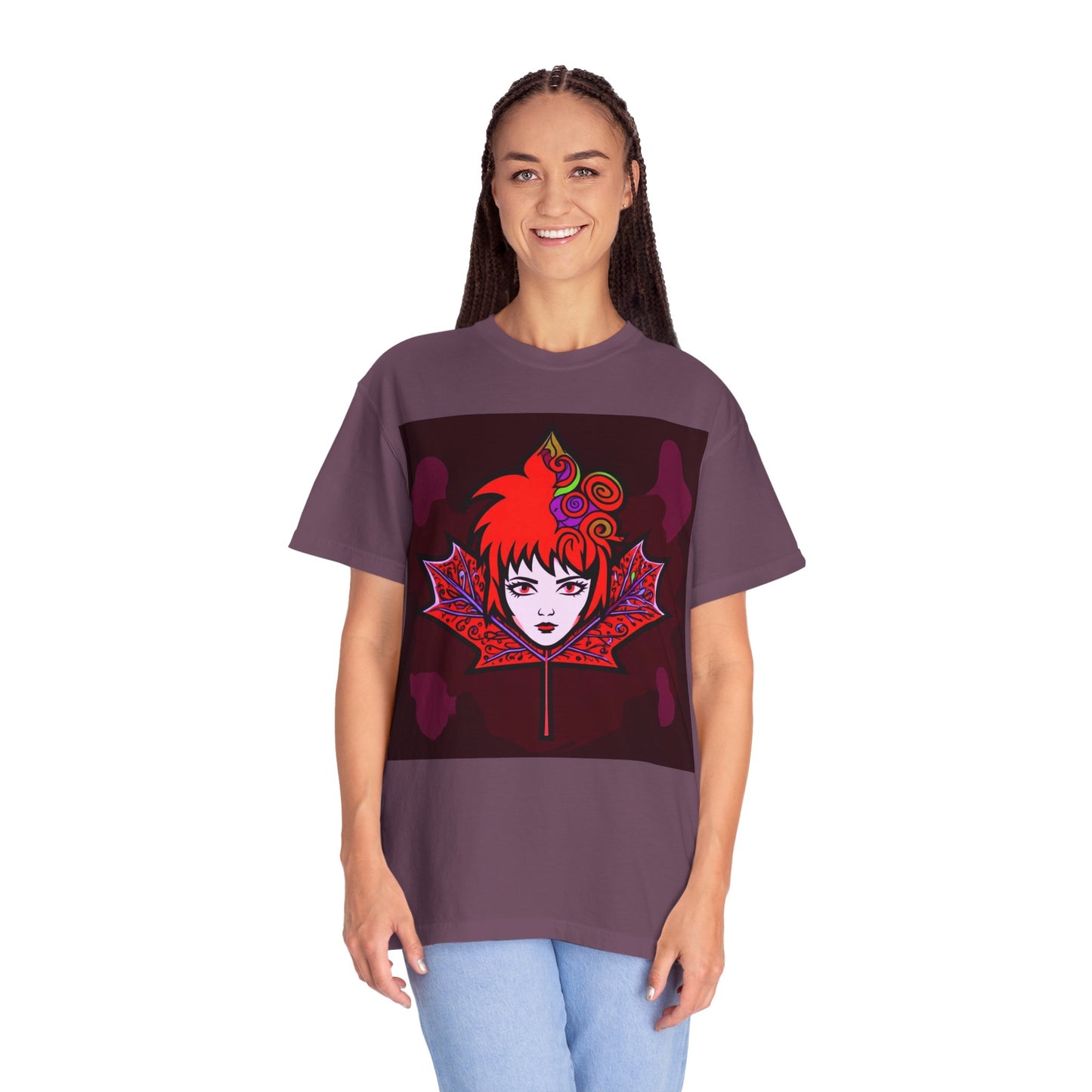 Emily The Maple Leaf Vibrant Art T-Shirt, Bohemian Graphic Tee, Unique Artwear, Gift for Art Lovers, Festival Clothing, Unisex Fashion, Canadian Patriots