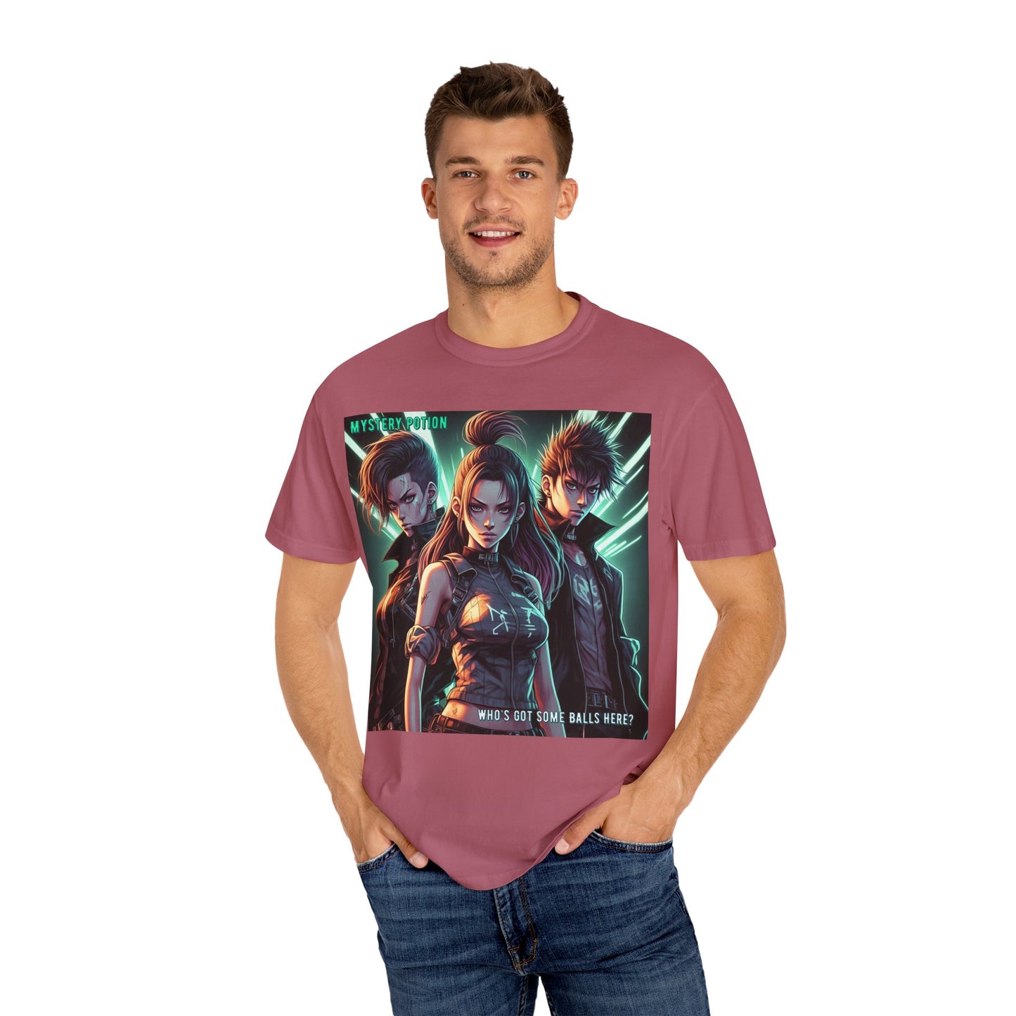 'Who's Got Some Balls Here?' by Mystery Potion, Unisex Graphic Tee, Trendy Gamer T-shirt, Anime Inspired Shirt, Gift for Him/Her, Casual Fashion