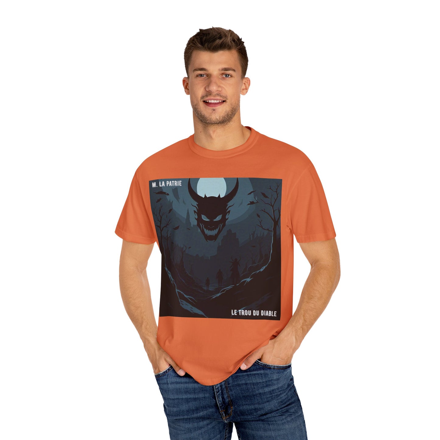 Mysterious Graphic Tee, Unisex Garment-Dyed T-Shirt, Dark Fantasy Shirt, Gift for Adventurers, Halloween Apparel, Unique Artwear