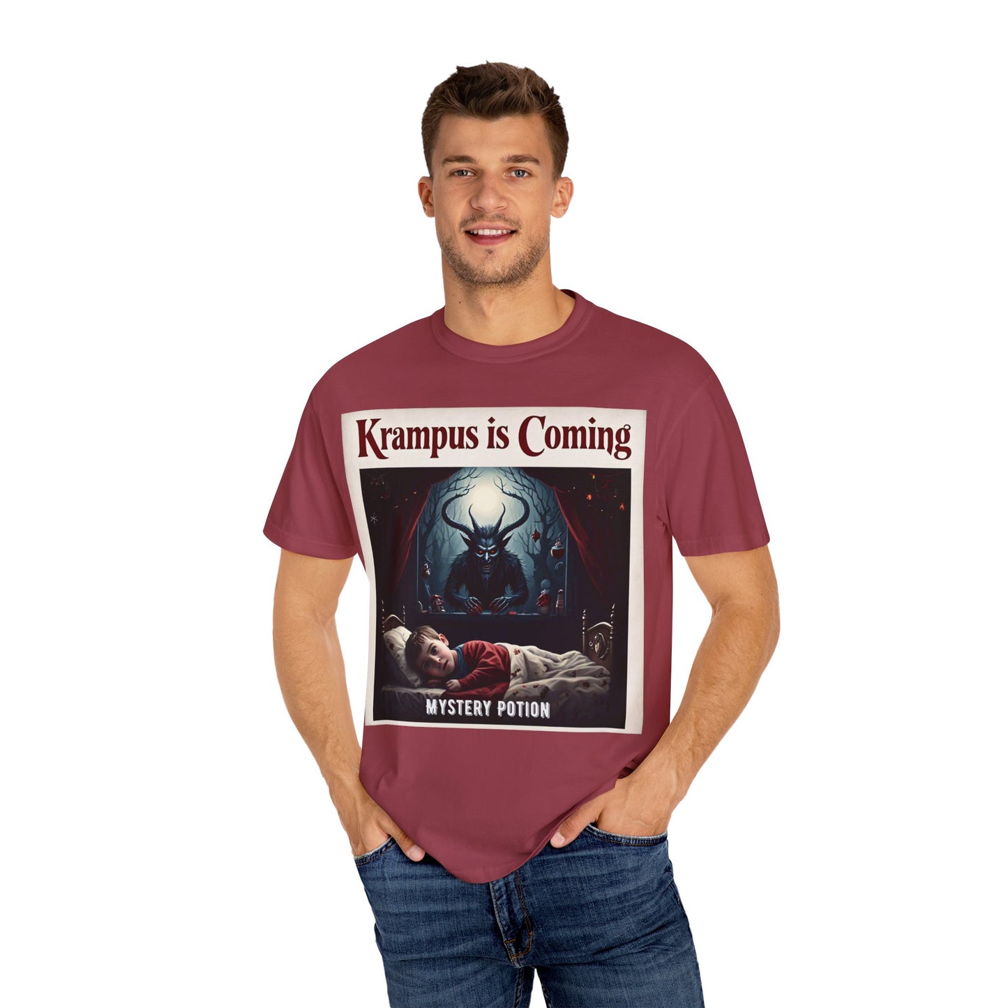 Krampus is Coming Unisex T-Shirt, Holiday Apparel, Christmas Gift, Cozy Casual Wear, Horror Theme Tee