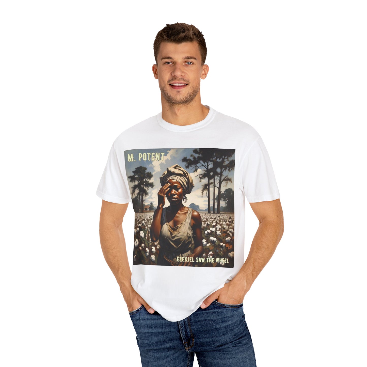 'Ezekiel Saw the Wheel' by M. Potent, Vintage-Inspired Unisex T-Shirt with Artistic Design, Casual Wear, Gift for Art Lovers, Music Events, Everyday Fashion