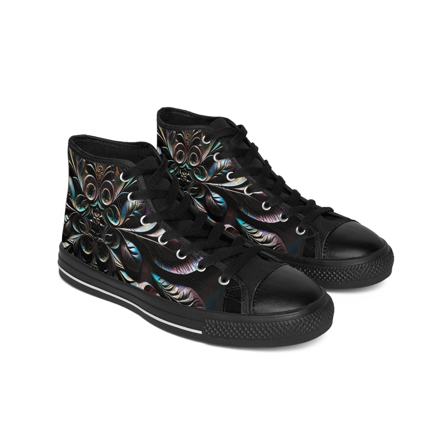Women's Classic Sneakers with Unique Alien Floral Design | Stylish High Top Sneakers, Custom Footwear, Trendy Athletic Shoes, Fashion Sneakers
