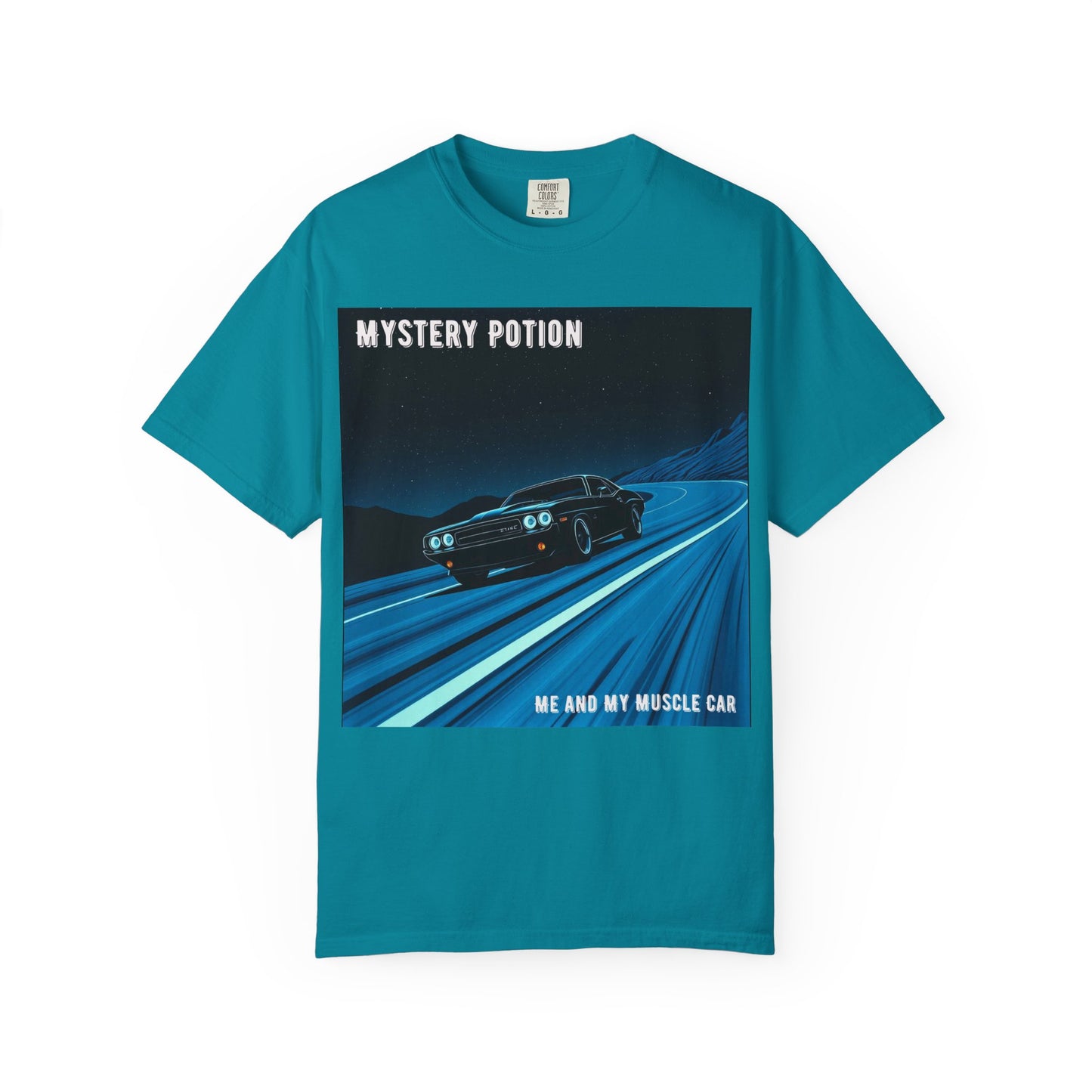 Mystery Potion Muscle Car T-Shirt | Unisex Garment-Dyed Tee, Vintage Car Lover Gift, Perfect for Car Shows, Birthday Gift, Casual Wear