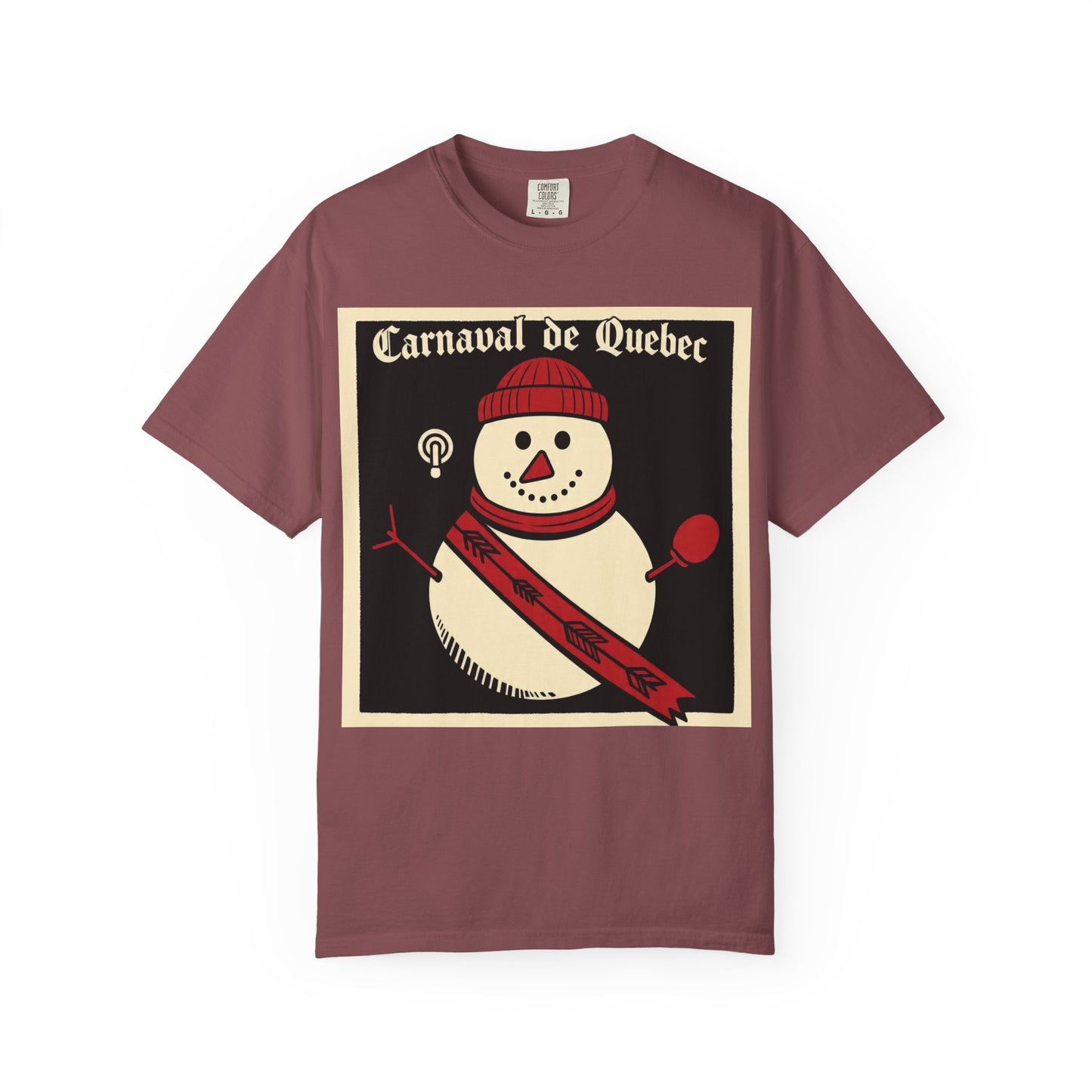 Quebec Carnaval Vintage Snowman Biker Lore Rocker T-Shirt, Cozy Winter Apparel, Unisex Snowman Graphic Tee, Festive Celebration Shirt, Winter Holiday Gift