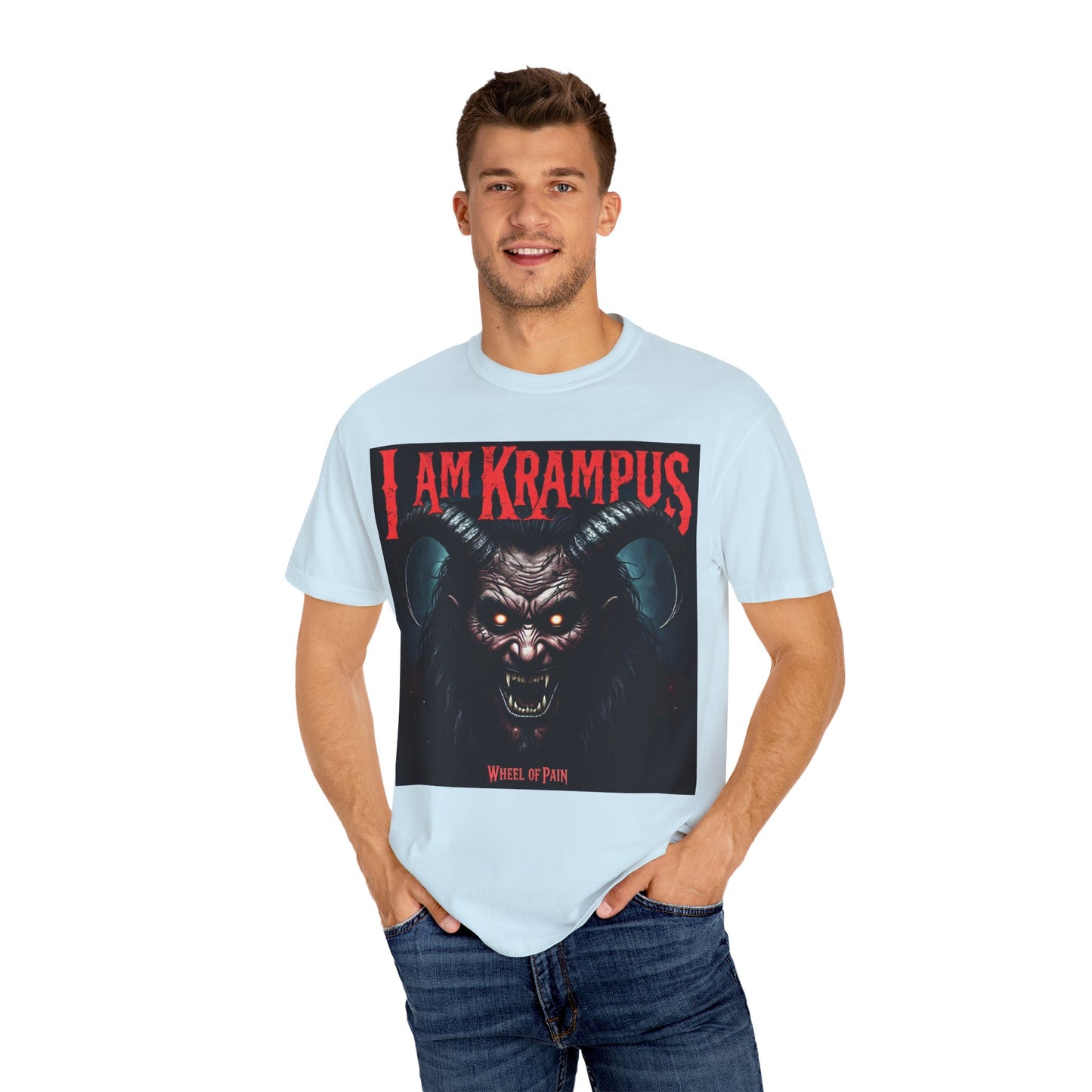 I Am Krampus Unisex Garment-Dyed T-Shirt | Spooky Graphic Tee for Christmas Horror Fans, Gifts, Party Wear, Festival Attire