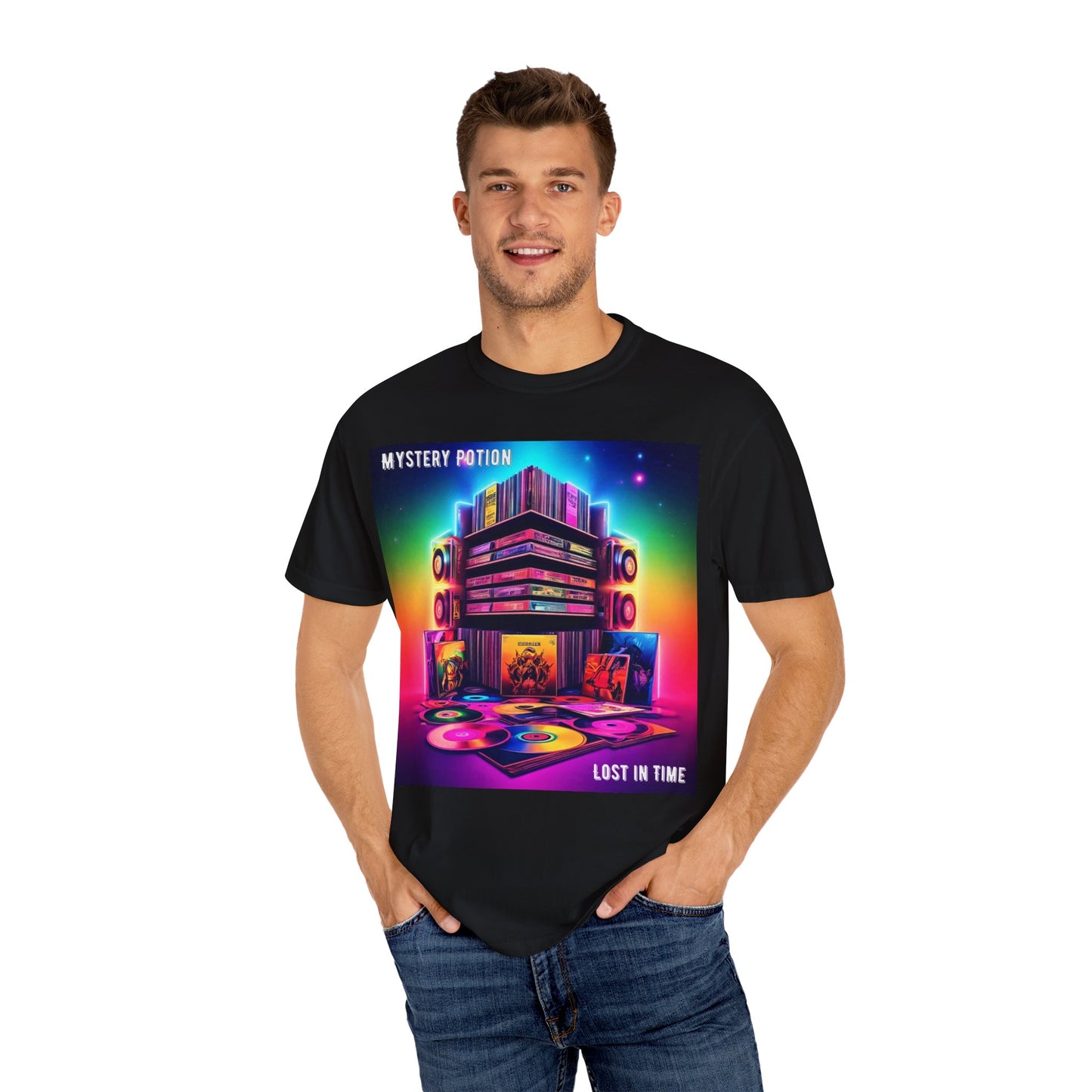 Lost In Time Vintage Vibe T-Shirt - Mystery Potion Graphic Tee, Unisex Casual Wear, Retro Music Lovers, Festival Apparel, Gift Idea