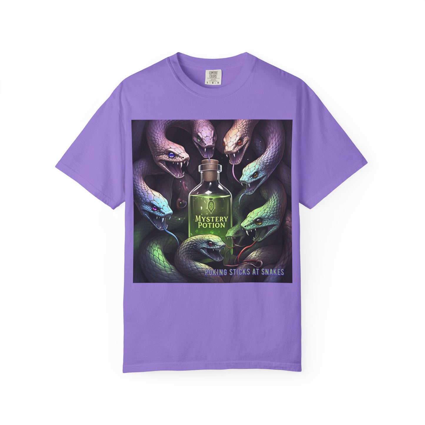 'Poking Sticks At Snakes' by Mystery Potion, Unisex T-shirt | Snakes Design | Perfect for Halloween, Gifts, Cozy Wear, Unique Apparel, Vintage Vibe