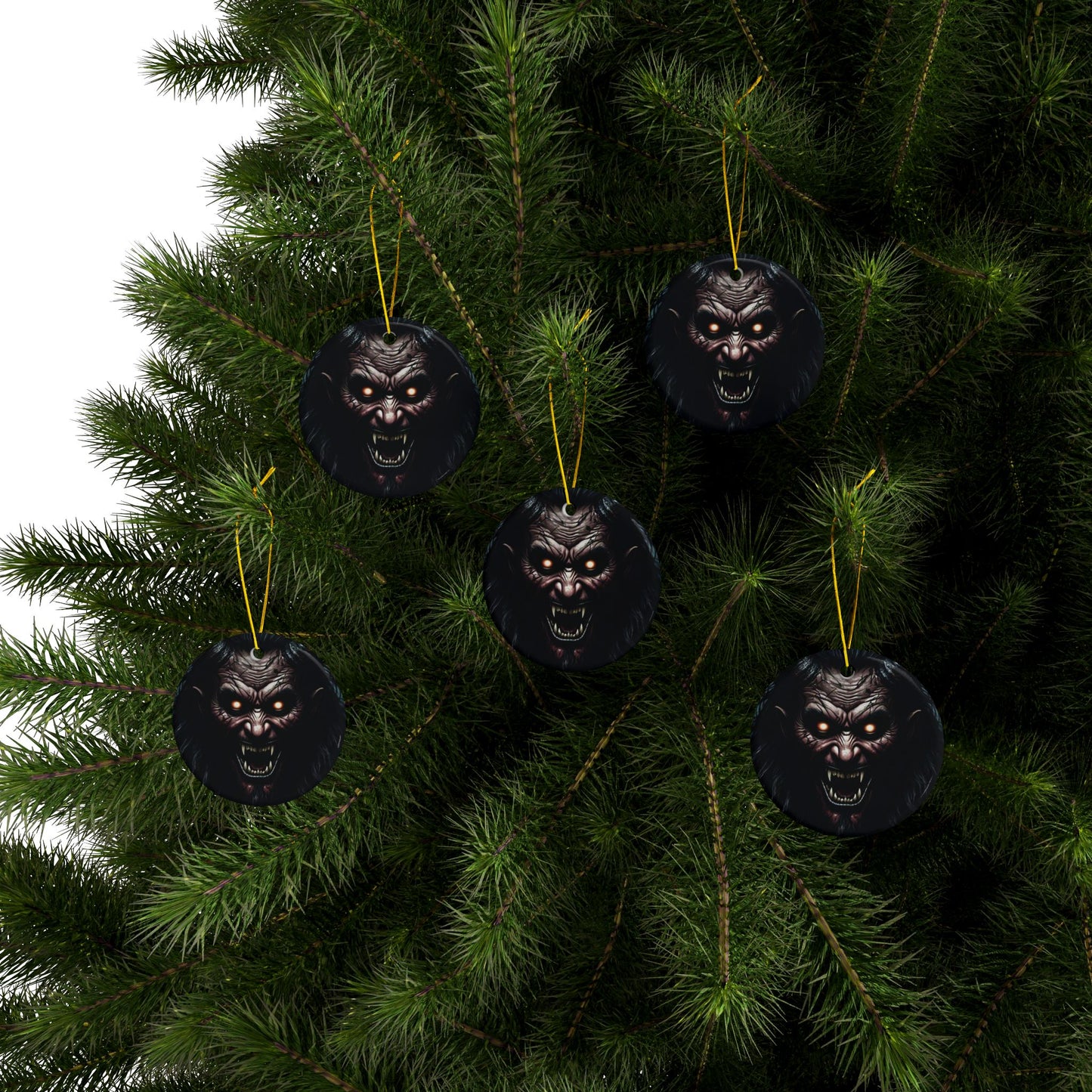 I Am Krampus Spooky Ceramic Ornaments, 2-Sided Print, Christmas Horror Decor, Unique Gifts, Festive Holiday Decorations, Haunting Ornaments