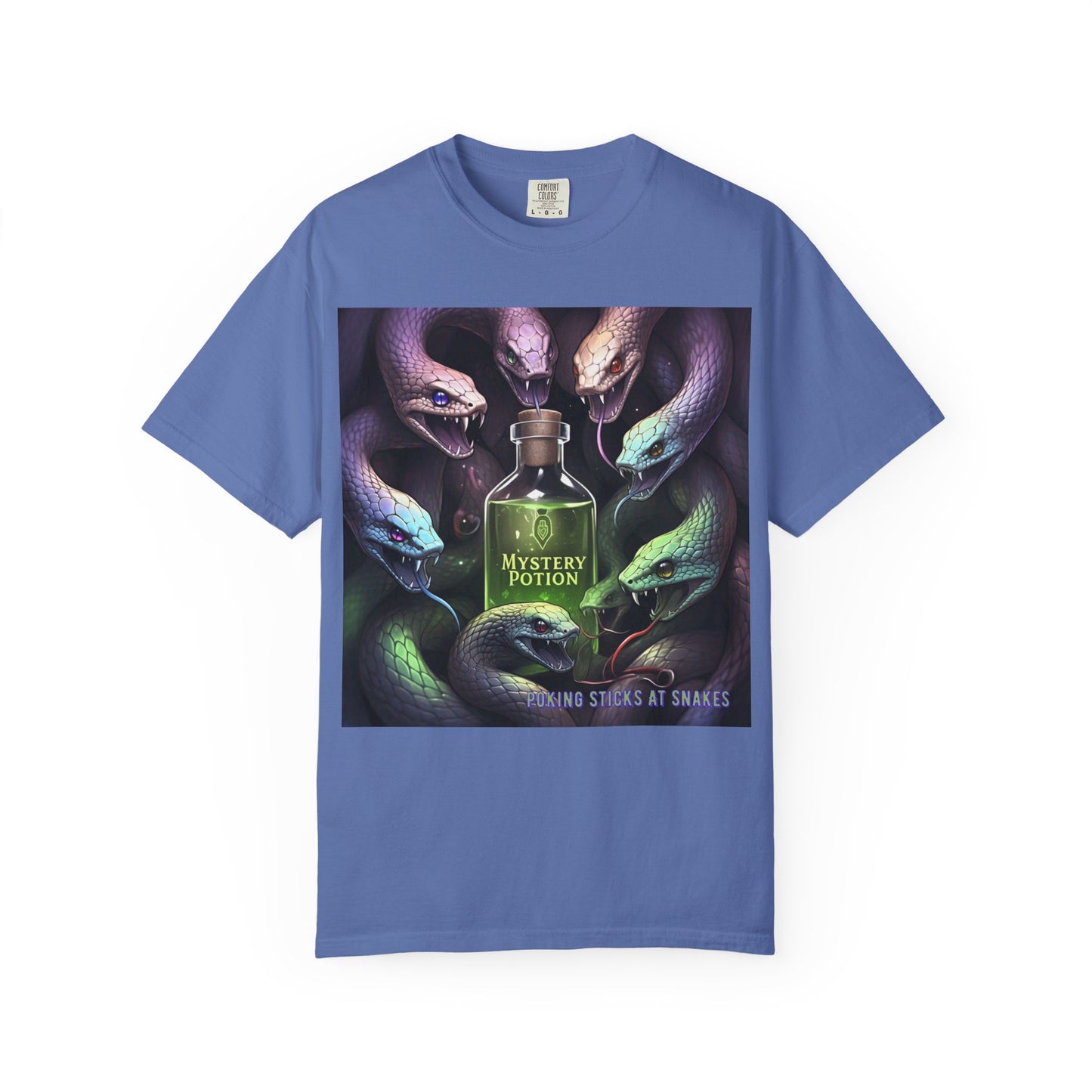 'Poking Sticks At Snakes' by Mystery Potion, Unisex T-shirt | Snakes Design | Perfect for Halloween, Gifts, Cozy Wear, Unique Apparel, Vintage Vibe