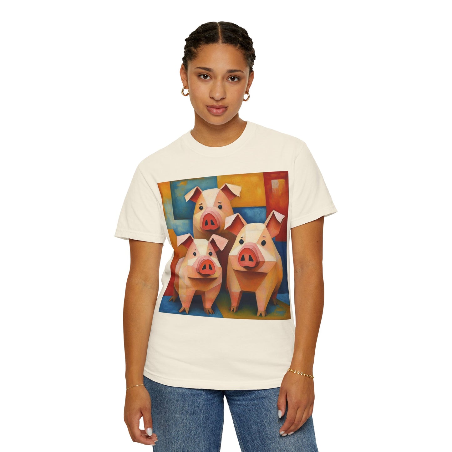 Pig Art T-Shirt, Funny Farm Tee, Animal Lover Gift, Unisex Graphic Tee, Cute Farmhouse Style, Casual Everyday Wear