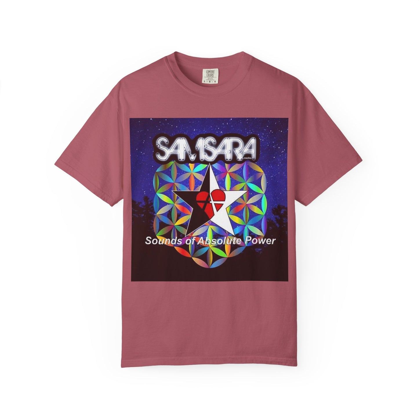 Sounds Of Absolute Power by Samsara Vibrant Graphic T-Shirt for Nature Lovers, Unisex Tee, Festival Wear, Gift for Music Enthusiasts, Bohemian Style Apparel