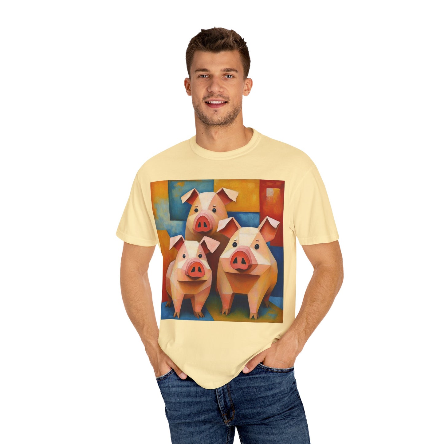 Pig Art T-Shirt, Funny Farm Tee, Animal Lover Gift, Unisex Graphic Tee, Cute Farmhouse Style, Casual Everyday Wear