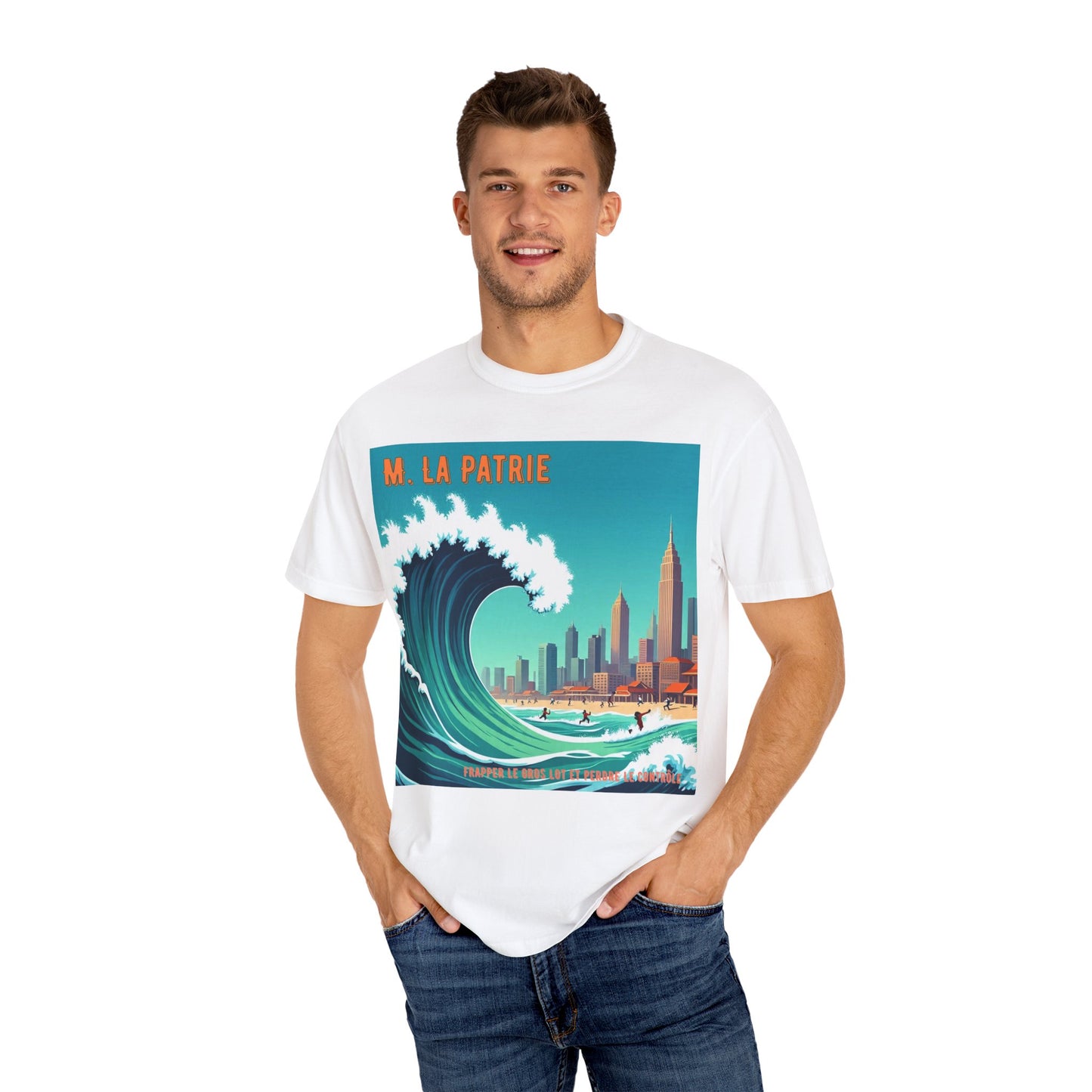 'Frapper Le Gros Lot et Perdre Le Contrôle' de M. La Patrie, Ocean Vibes Graphic T-Shirt - Summer Beach Wear, Casual Fashion, Beach Vacation Gift, Relaxed Fit Tee, Cool Graphic Shirt