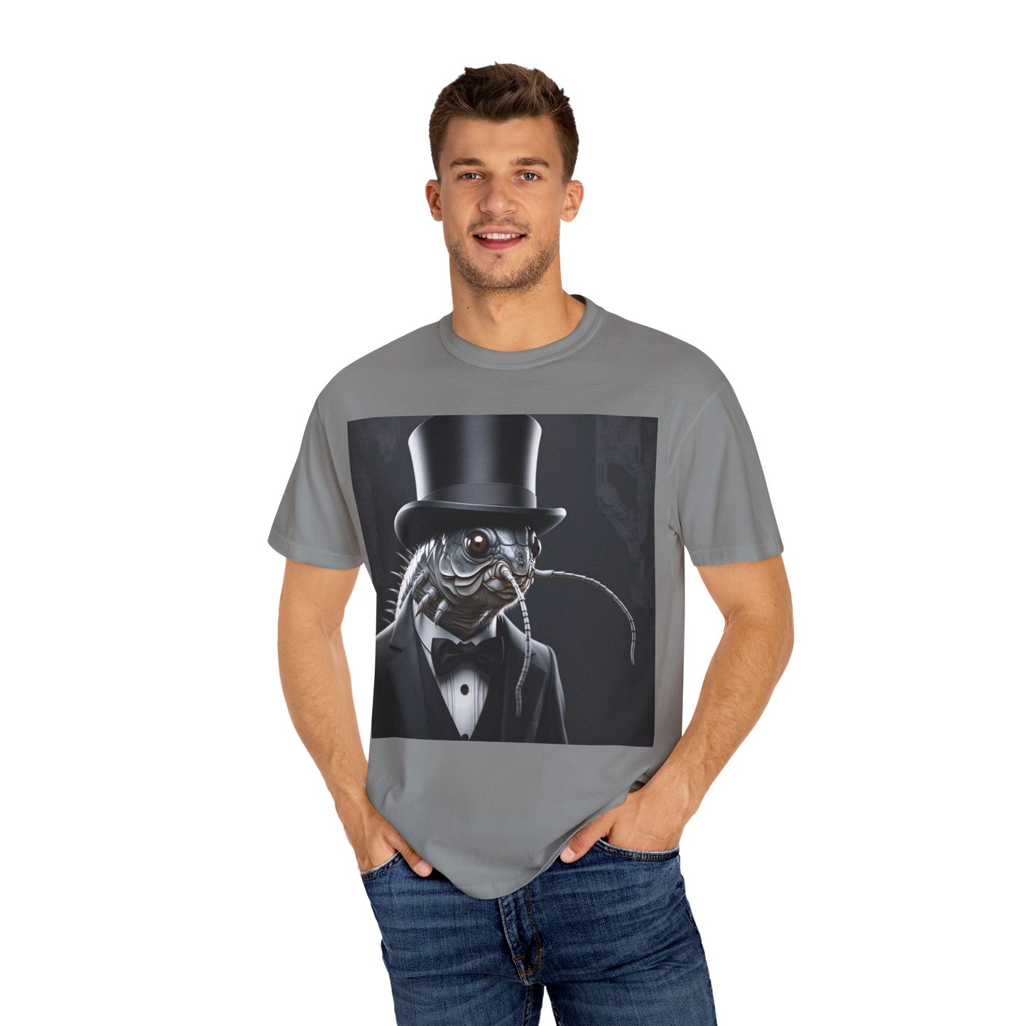 Whimsical Silver Fish Gentleman T-shirt | Fun Gift for Aquatic Lovers, Unique Humor Shirt, Casual Wear, Creative Outfit
