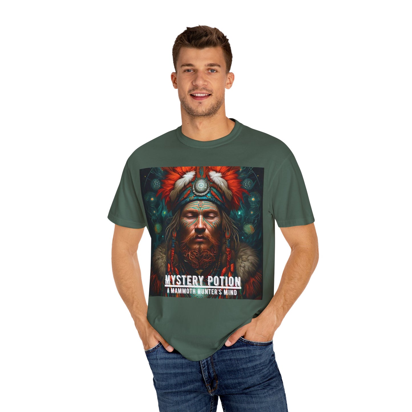 'A Mammoth Hunter's Mind' Mystery Potion Mystical Vintage Inspired Unisex T-Shirt, Cozy Gift for Nature Lovers, Unique Graphic Tee for Festivals, Casual Wear, Statement Shirt