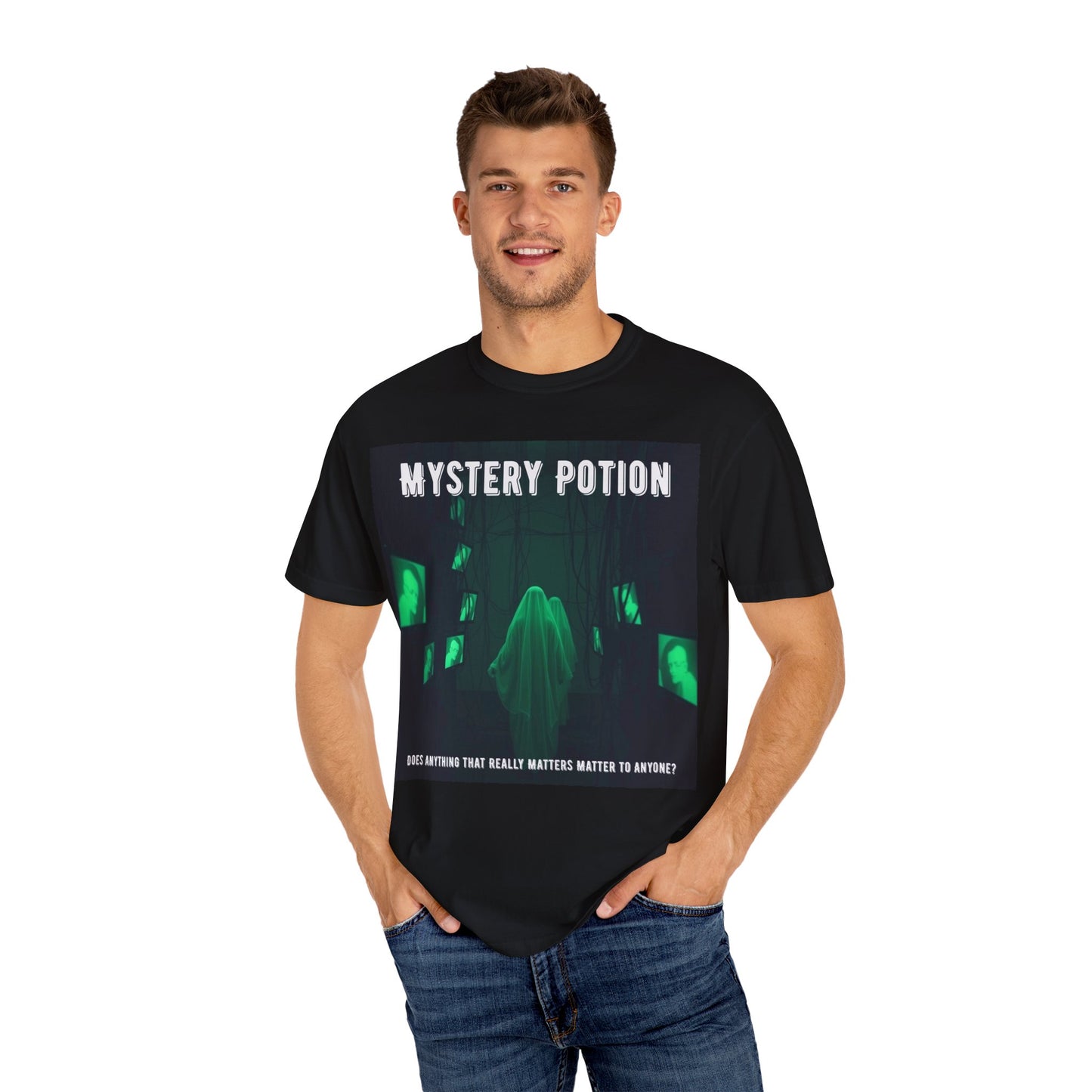 Mystery Potion Unisex T-Shirt | Ghostly Vibe | Perfect for Halloween, Gifts, or Casual Wear, Unique Tee, Spooky Apparel, Graphic Shirt