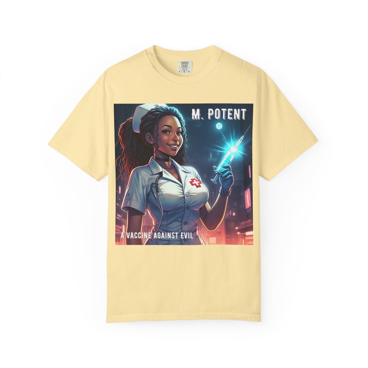 M. Potent's 'A Vaccine Against Evil', Medicine-Themed Unisex T-Shirt, Positive Vibes, Great for Nurses, Vaccination Awareness, Gift for Healthcare Workers