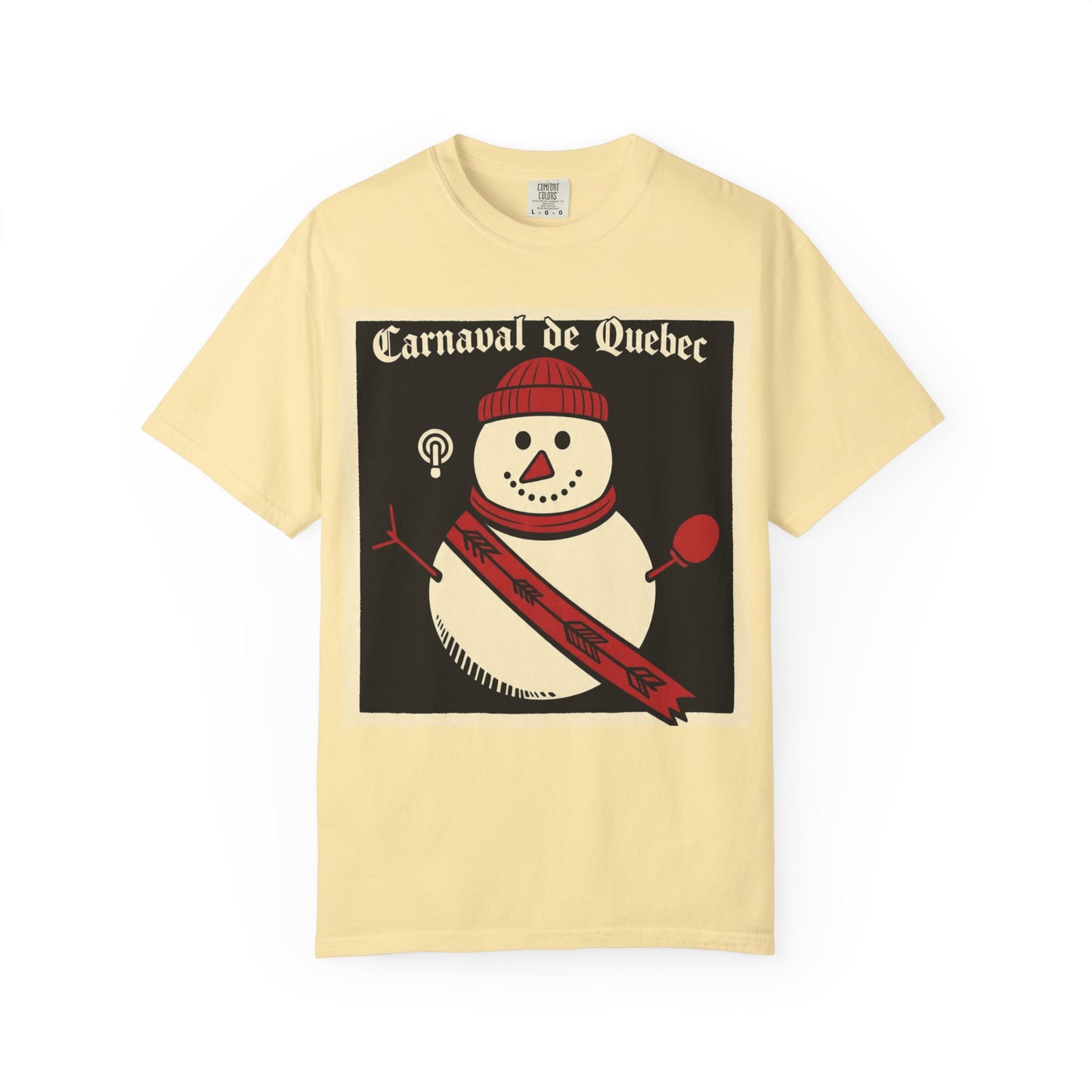 Quebec Carnaval Vintage Snowman Biker Lore Rocker T-Shirt, Cozy Winter Apparel, Unisex Snowman Graphic Tee, Festive Celebration Shirt, Winter Holiday Gift