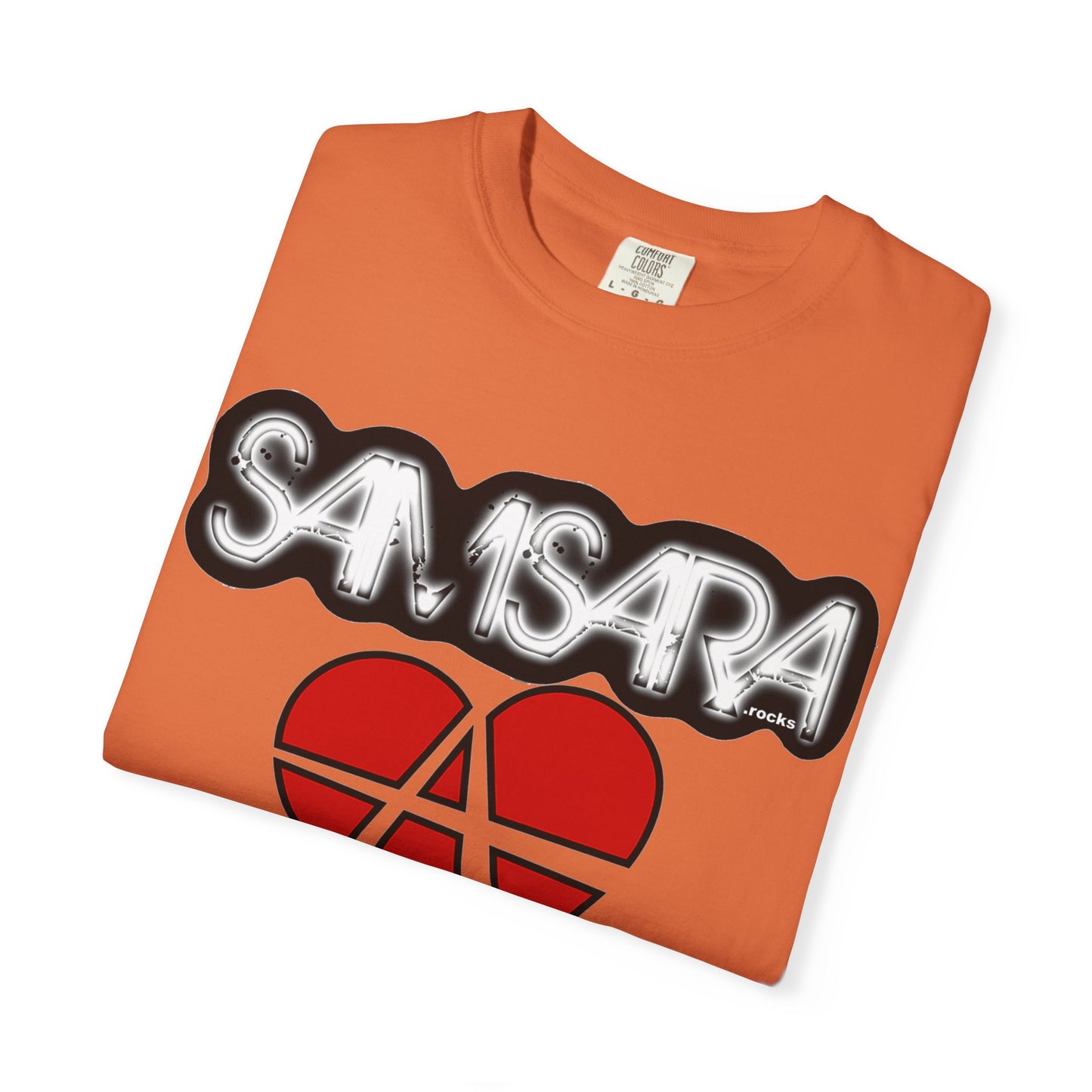 'Samsara Rocks' Logo, Love and Anarchy Graphic Tee | Unisex Garment-Dyed T-Shirt, Casual Fashion, Heart Design, Streetwear, Gift for Him/Her