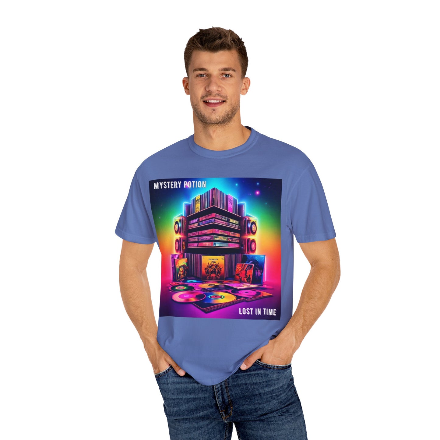 Lost In Time Vintage Vibe T-Shirt - Mystery Potion Graphic Tee, Unisex Casual Wear, Retro Music Lovers, Festival Apparel, Gift Idea