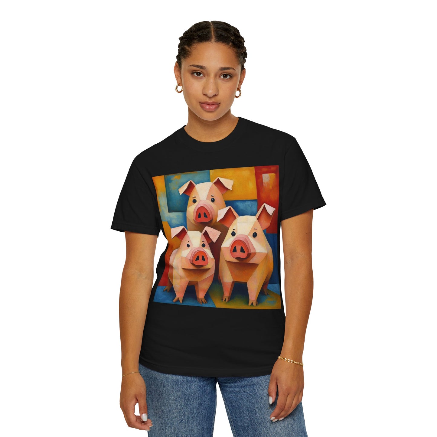 Pig Art T-Shirt, Funny Farm Tee, Animal Lover Gift, Unisex Graphic Tee, Cute Farmhouse Style, Casual Everyday Wear