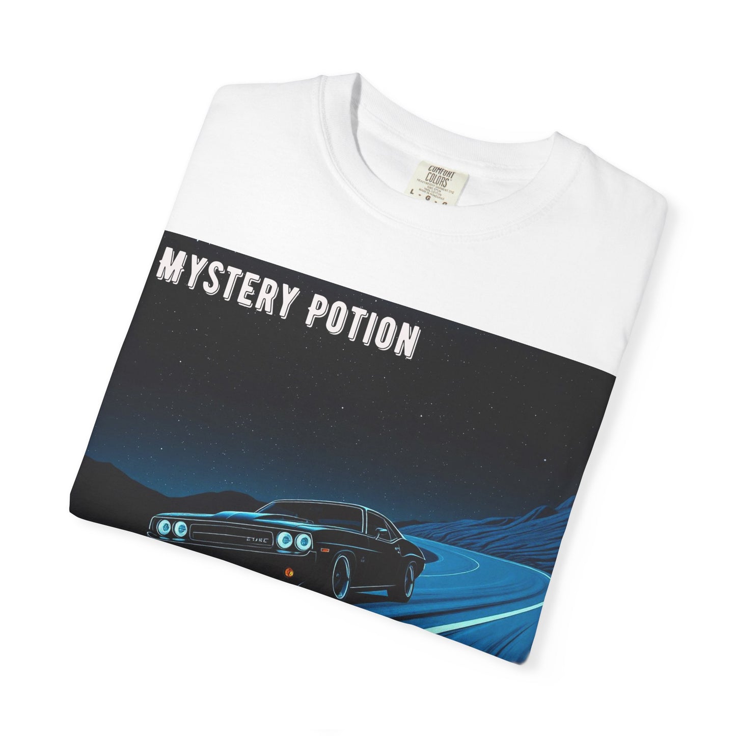 Mystery Potion Muscle Car T-Shirt | Unisex Garment-Dyed Tee, Vintage Car Lover Gift, Perfect for Car Shows, Birthday Gift, Casual Wear