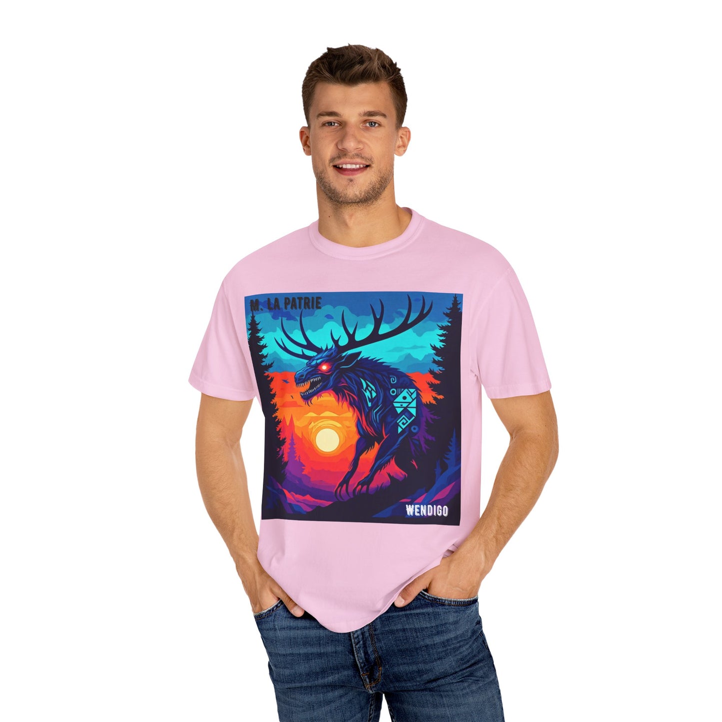 'Wendigo' par M. La Patrie, Vibrant First Nations Style Graphic T-Shirt, Unique Art Tee for Nature Lovers, Gift for Halloween, Cozy Casual Wear, Unisex Shirt