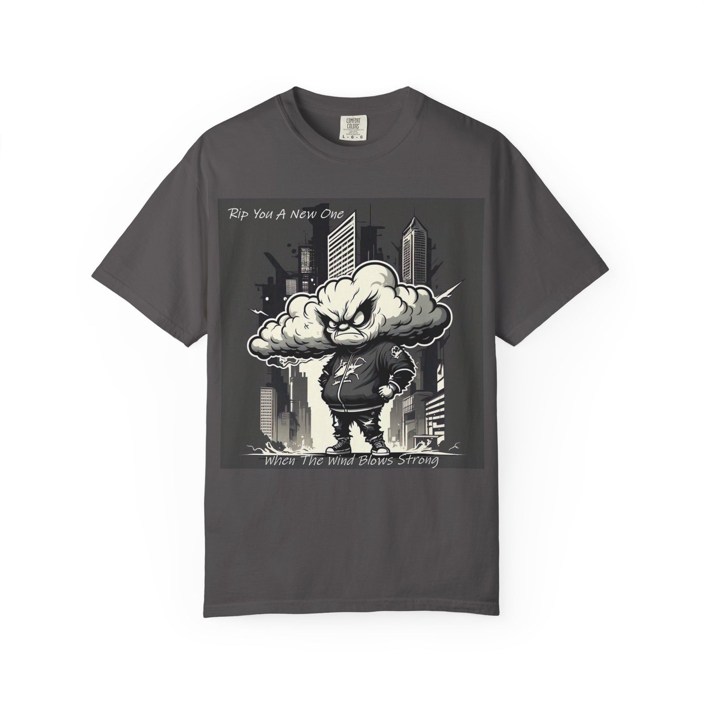 'When The Wind Blows Strong' by Rip You A New One, Urban Angry Cloud Graphic Tee, Cool Casual Wear, Street Style Unisex Shirt, Perfect Gift for Comics Lovers, Everyday Comfort