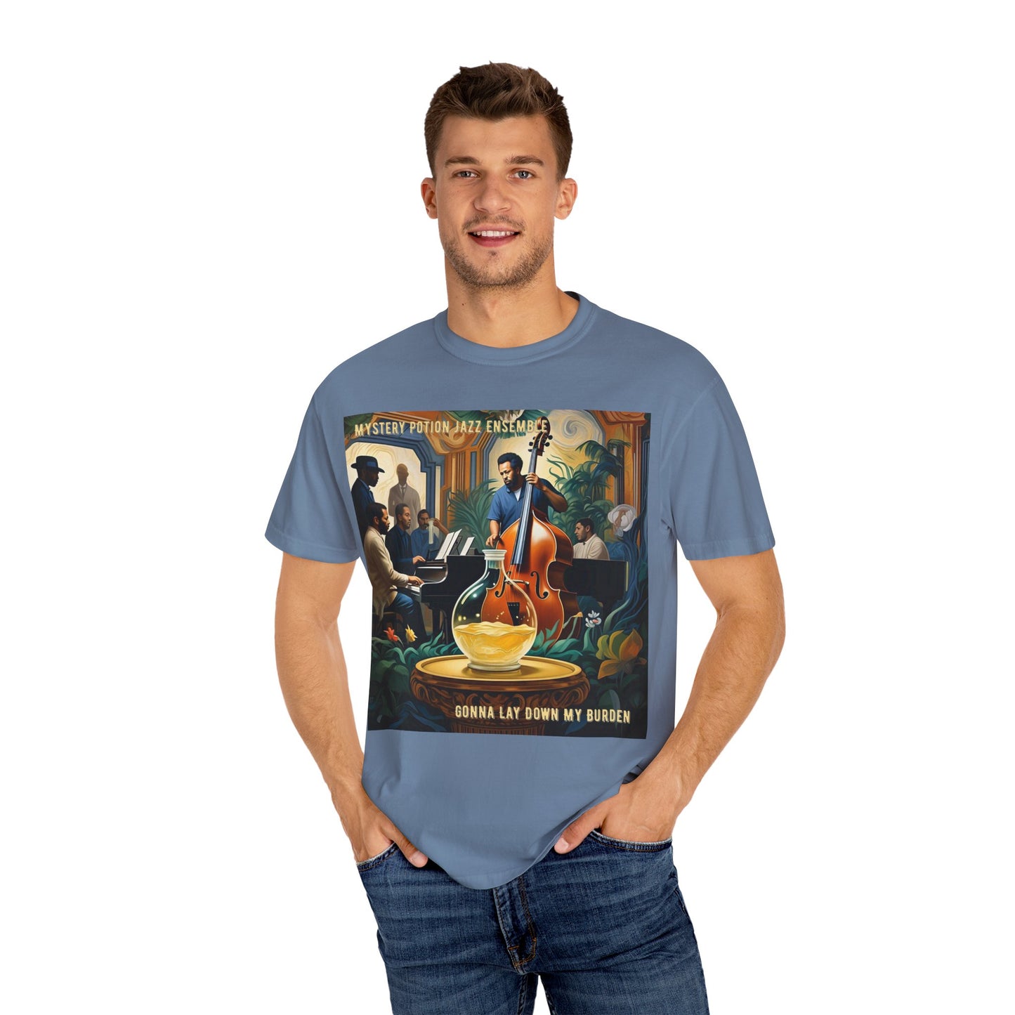 Mystery Potion Jazz Ensemble T-shirt | Unisex Music Lover Tee, Gift for Jazz Fans, Vintage Style Shirt, Casual Wear, Unique Music Apparel