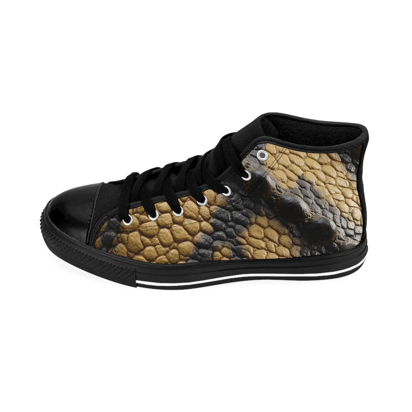 Men's Dinosaur Skin High-Top Sneakers | Stylish Casual Footwear, Unique Fashion Snake like Sneakers, Trendy Streetwear, Gifts for Him