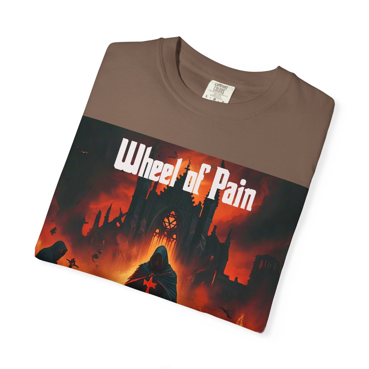 Wheel of Pain Gothic Templar Graphic T-Shirt, Unisex Tee for Fans, Cool Gift for Music Lovers, Halloween Shirt, Retro Vintage Style