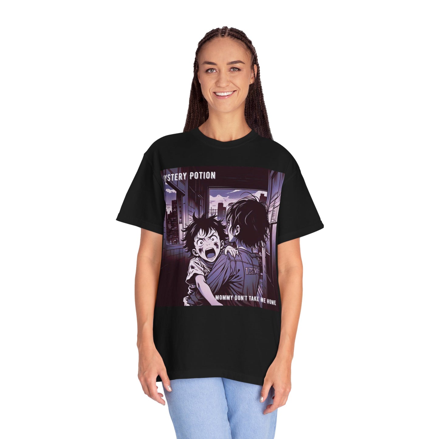 'Mommy Don't Take Me Home' by Mystery Potion, Unisex T-Shirt – Anime Graphic Tee, Casual Wear, Gift for Teens, Pop Culture Apparel, Unique Graphic Tee