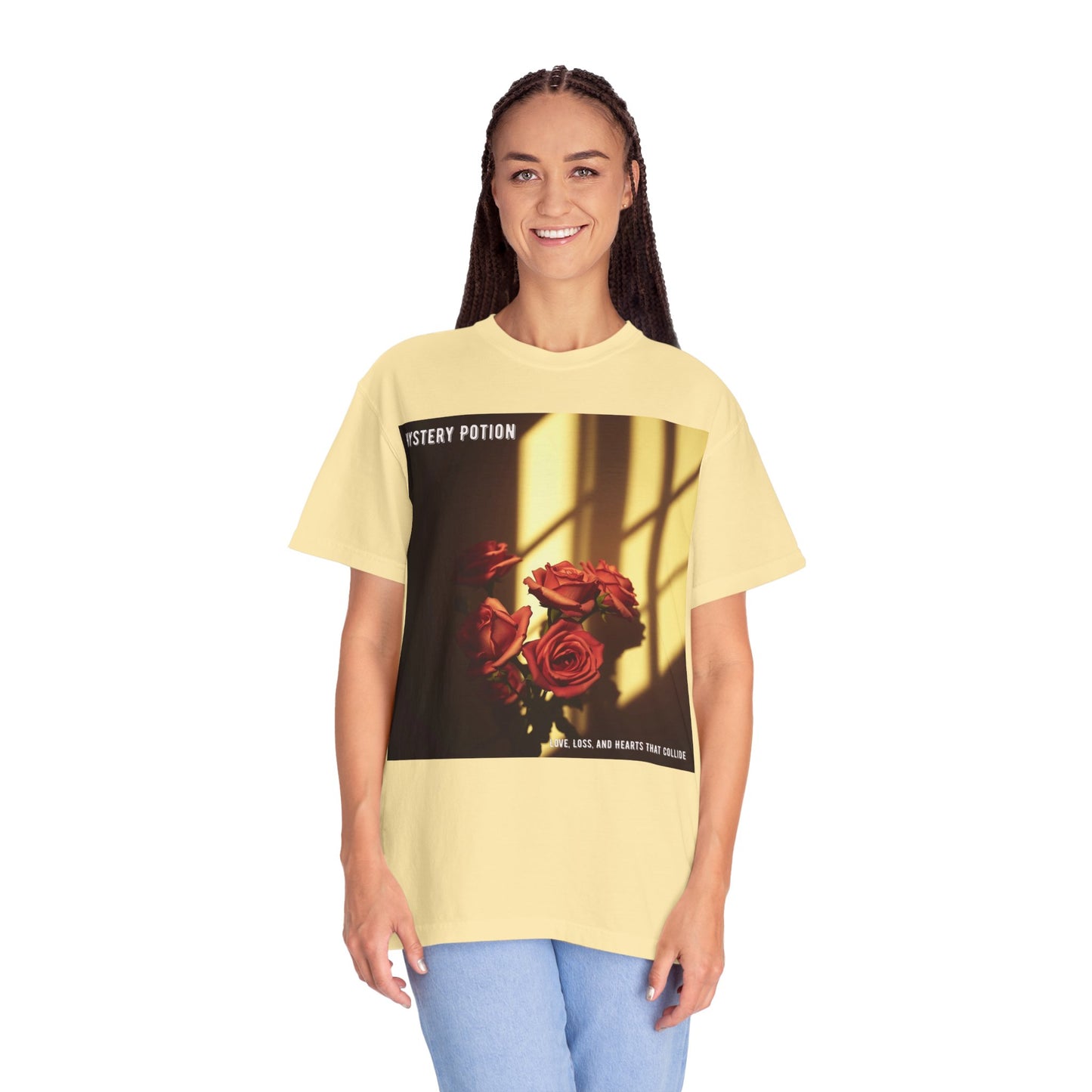 Mystery Potion Garment-Dyed Tee, Vintage Floral T-Shirt, Unisex Plant Lover Shirt, Gift for Her, Aesthetic Graphic Tee