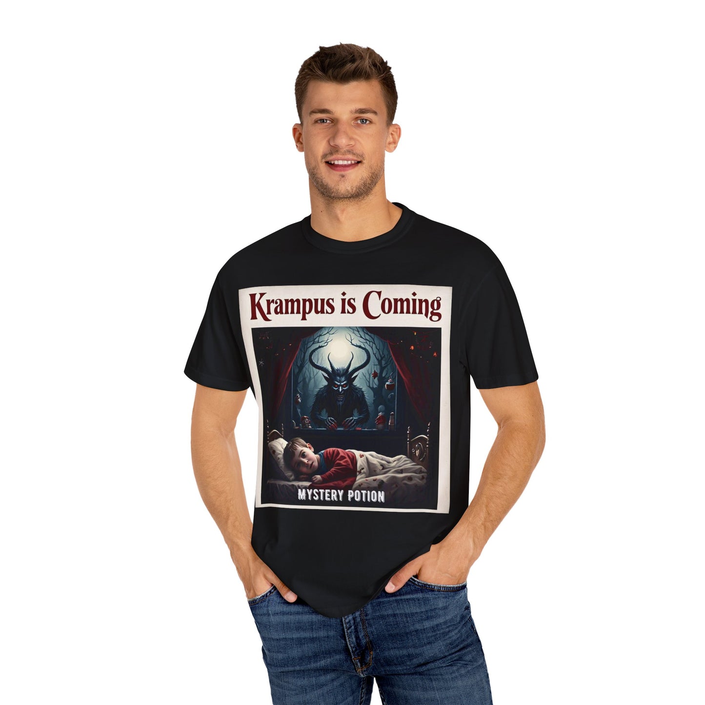 Krampus is Coming Unisex T-Shirt, Holiday Apparel, Christmas Gift, Cozy Casual Wear, Horror Theme Tee