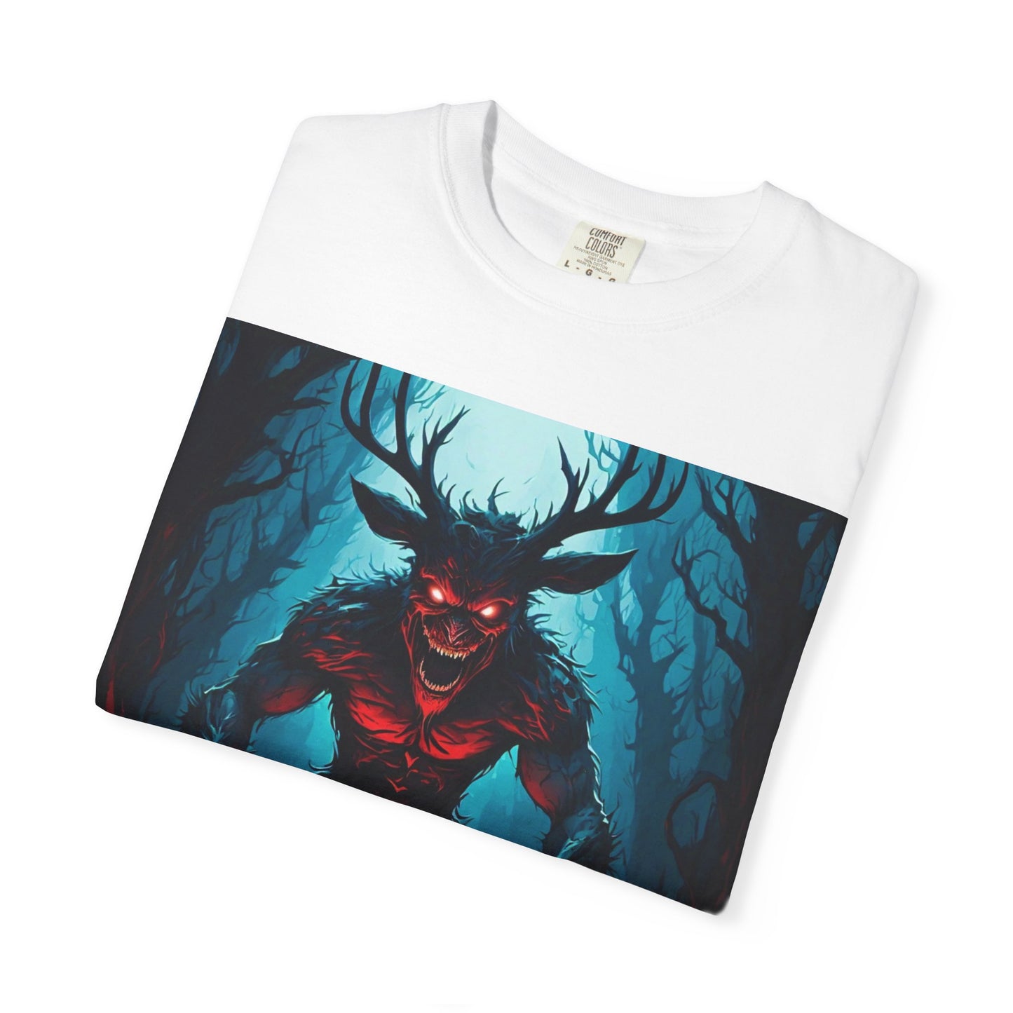 Mystical Wendigo T-Shirt, Unisex Garment-Dyed Tee, Potion Mystère Shirt, Halloween Apparel, Unique Graphic Tee