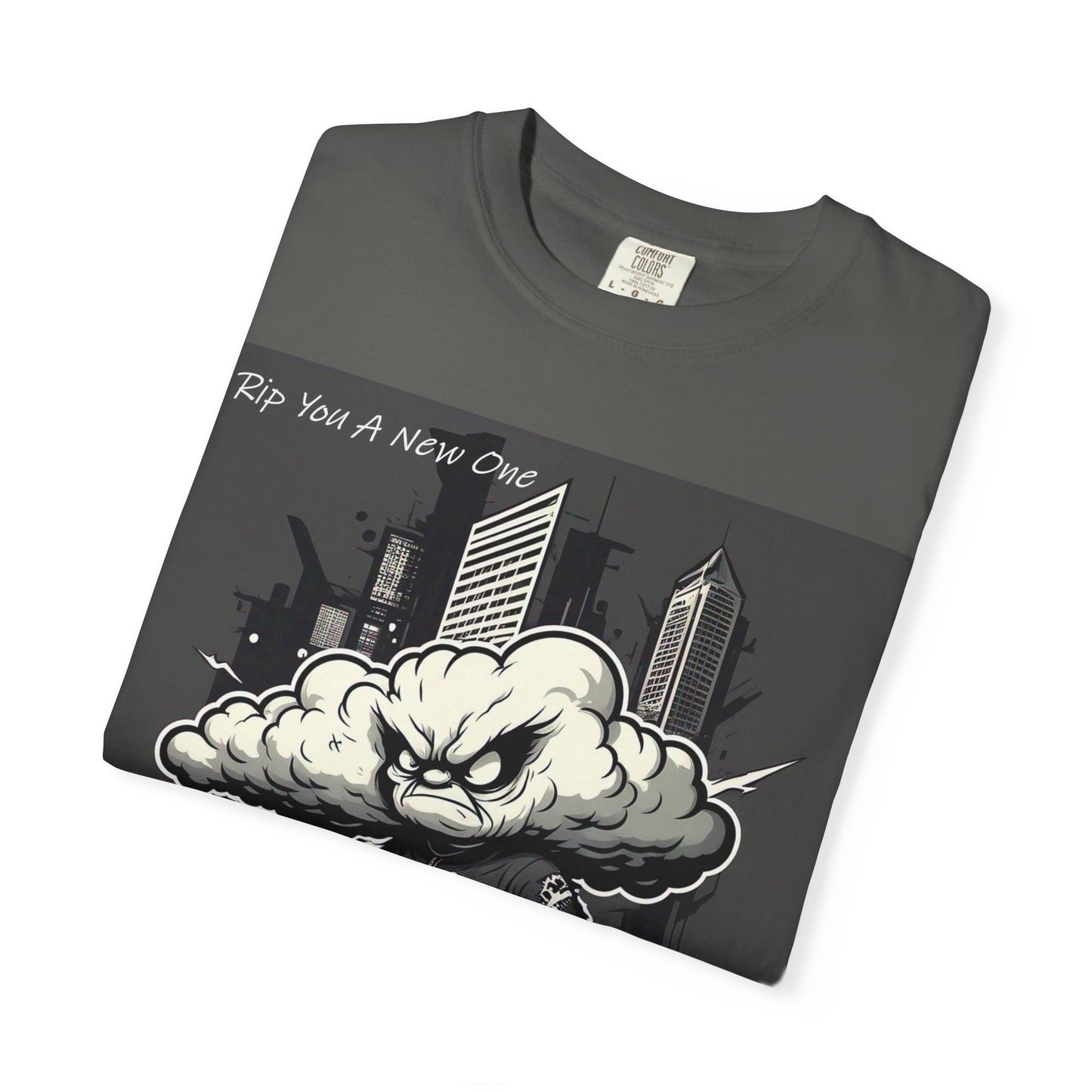 'When The Wind Blows Strong' by Rip You A New One, Urban Angry Cloud Graphic Tee, Cool Casual Wear, Street Style Unisex Shirt, Perfect Gift for Comics Lovers, Everyday Comfort