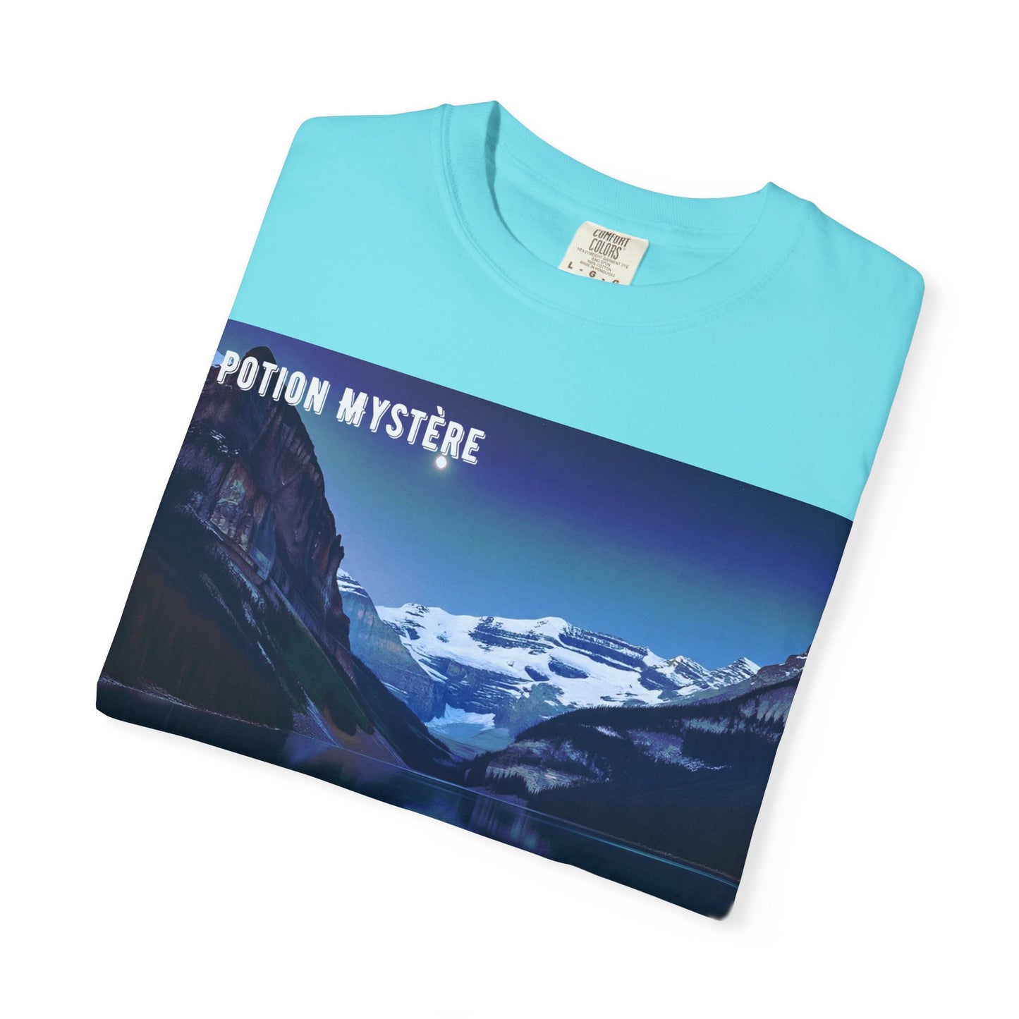 Mystical Lake Louise T-Shirt, Unisex Garment-Dyed Tee, Nature Lover Gift, Serenity in Adventure Apparel, Travel Fashion, Cool Summer Shirt