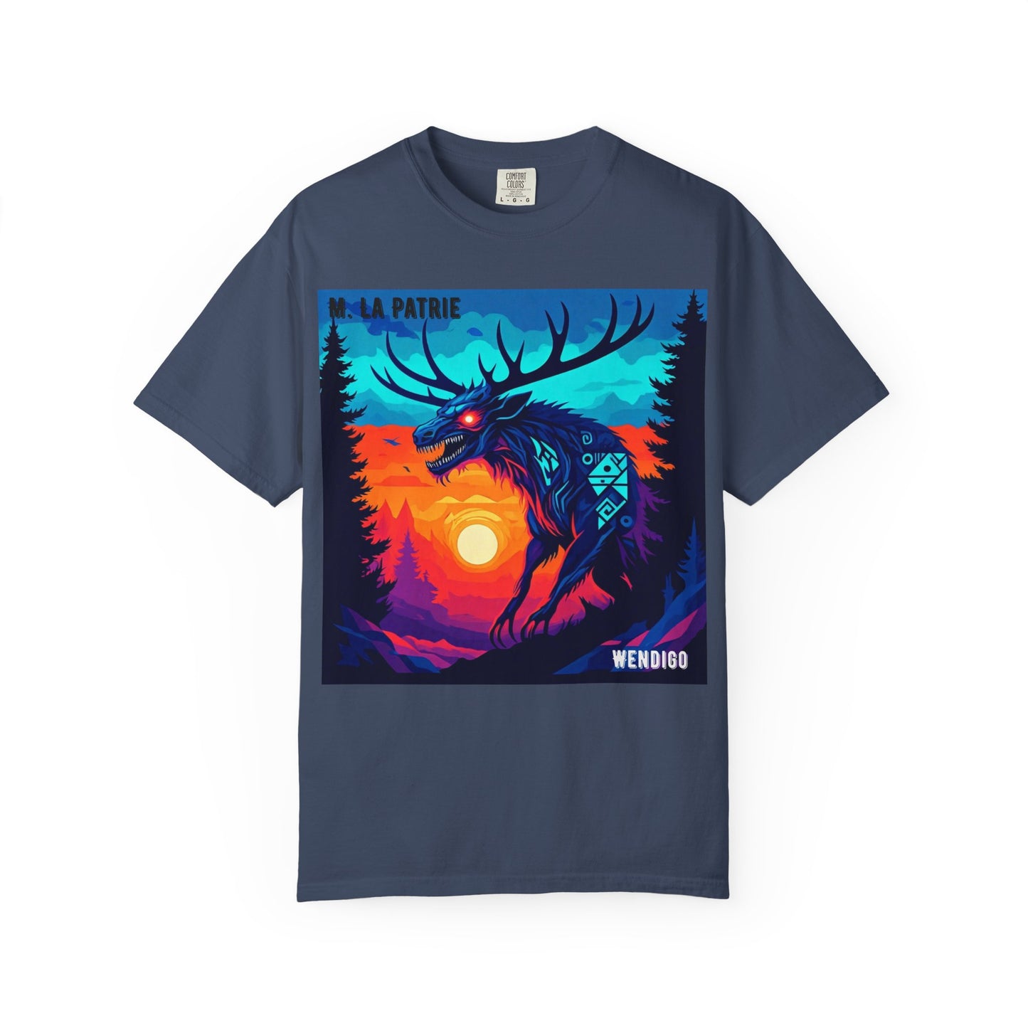 'Wendigo' par M. La Patrie, Vibrant First Nations Style Graphic T-Shirt, Unique Art Tee for Nature Lovers, Gift for Halloween, Cozy Casual Wear, Unisex Shirt