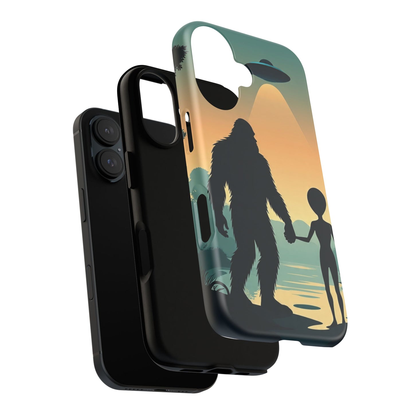 Bigfoot Alien Phone Case, Unique Tough Phone Cover, Gift for UFO Lovers, Geeky Phone Accessory, Adventure Phone Protector