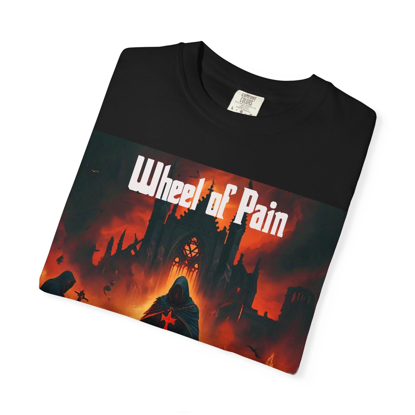 Wheel of Pain Gothic Templar Graphic T-Shirt, Unisex Tee for Fans, Cool Gift for Music Lovers, Halloween Shirt, Retro Vintage Style