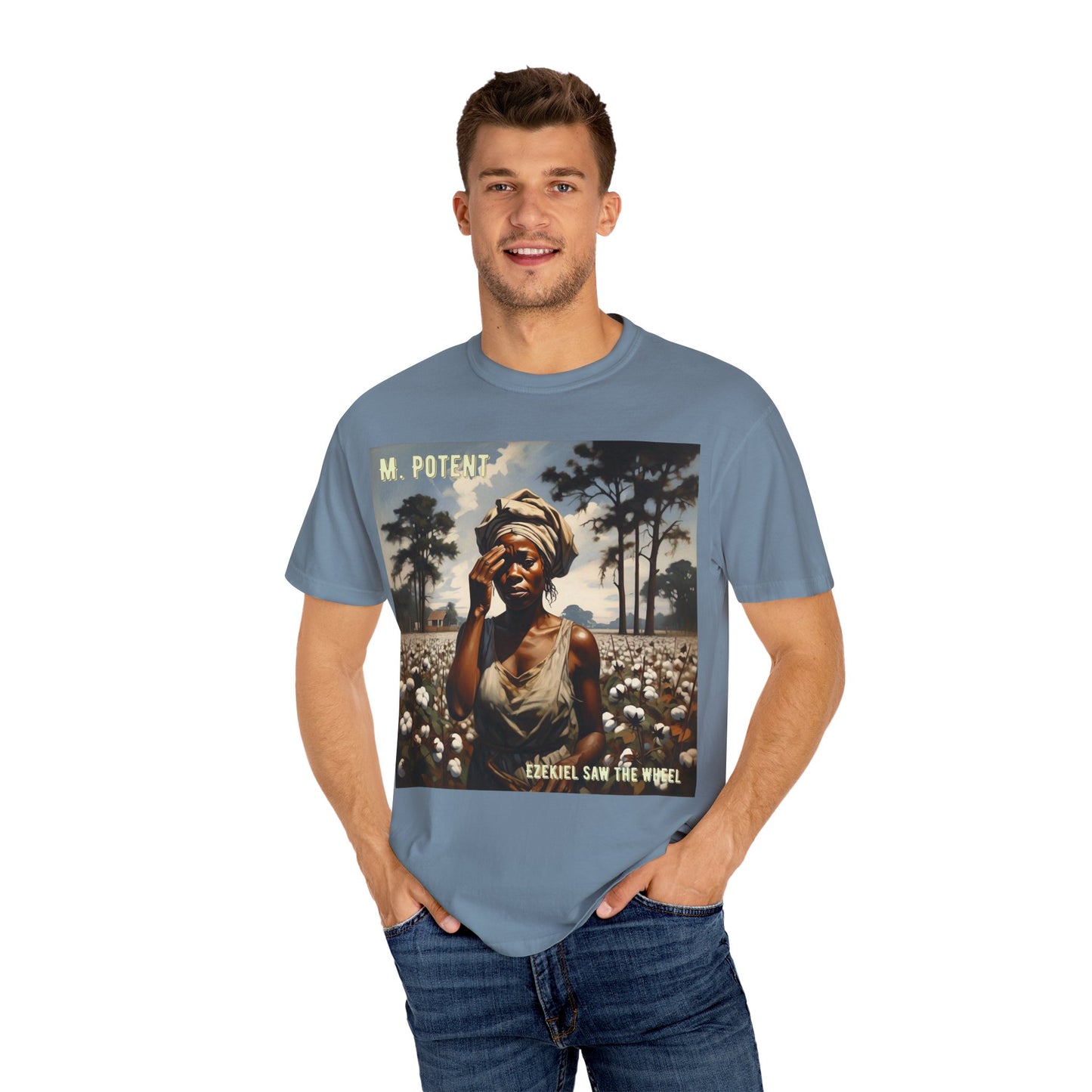 'Ezekiel Saw the Wheel' by M. Potent, Vintage-Inspired Unisex T-Shirt with Artistic Design, Casual Wear, Gift for Art Lovers, Music Events, Everyday Fashion
